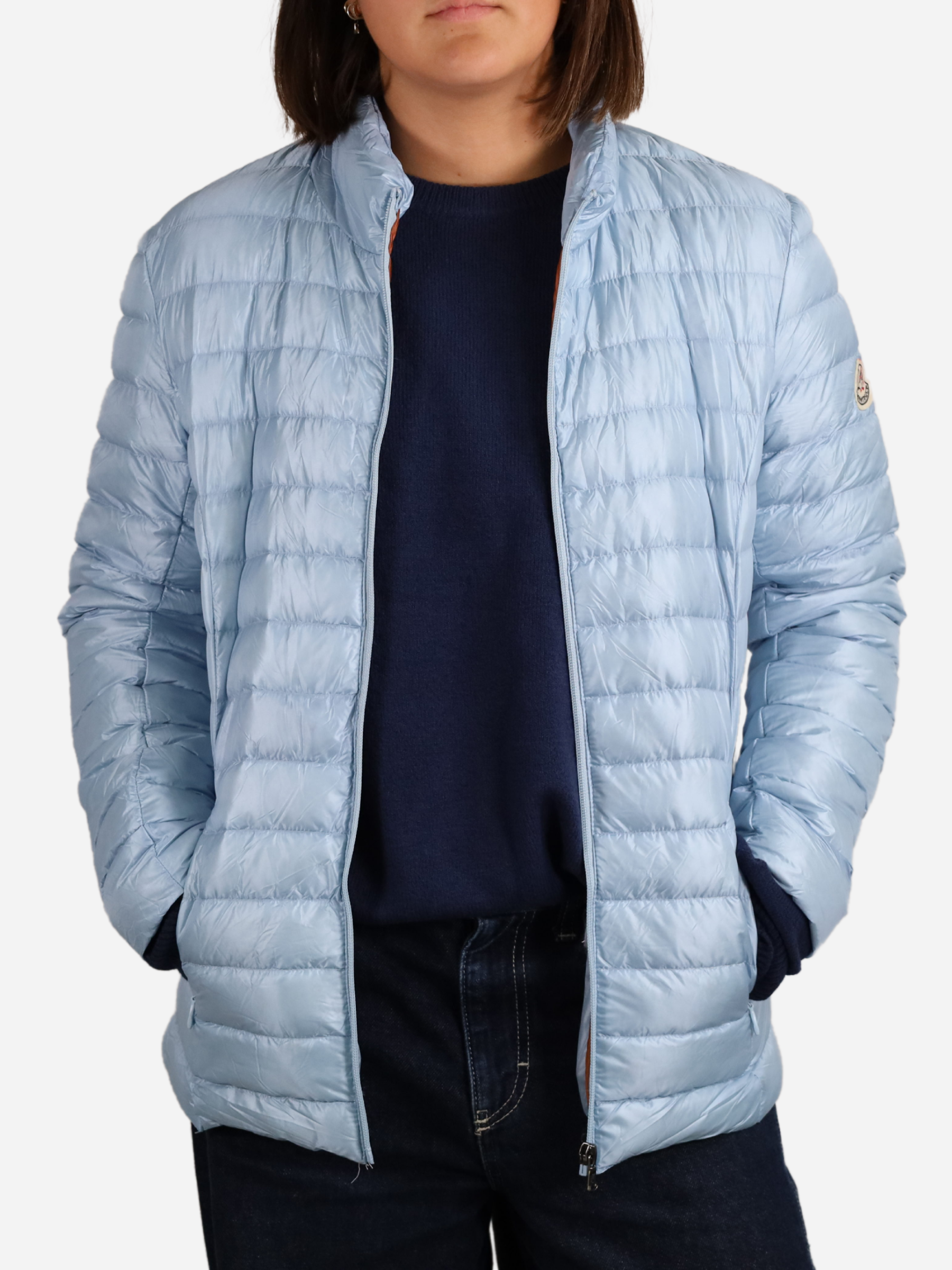 Women Parka Long Sleeve (No Hood) With Bag - Light Blue