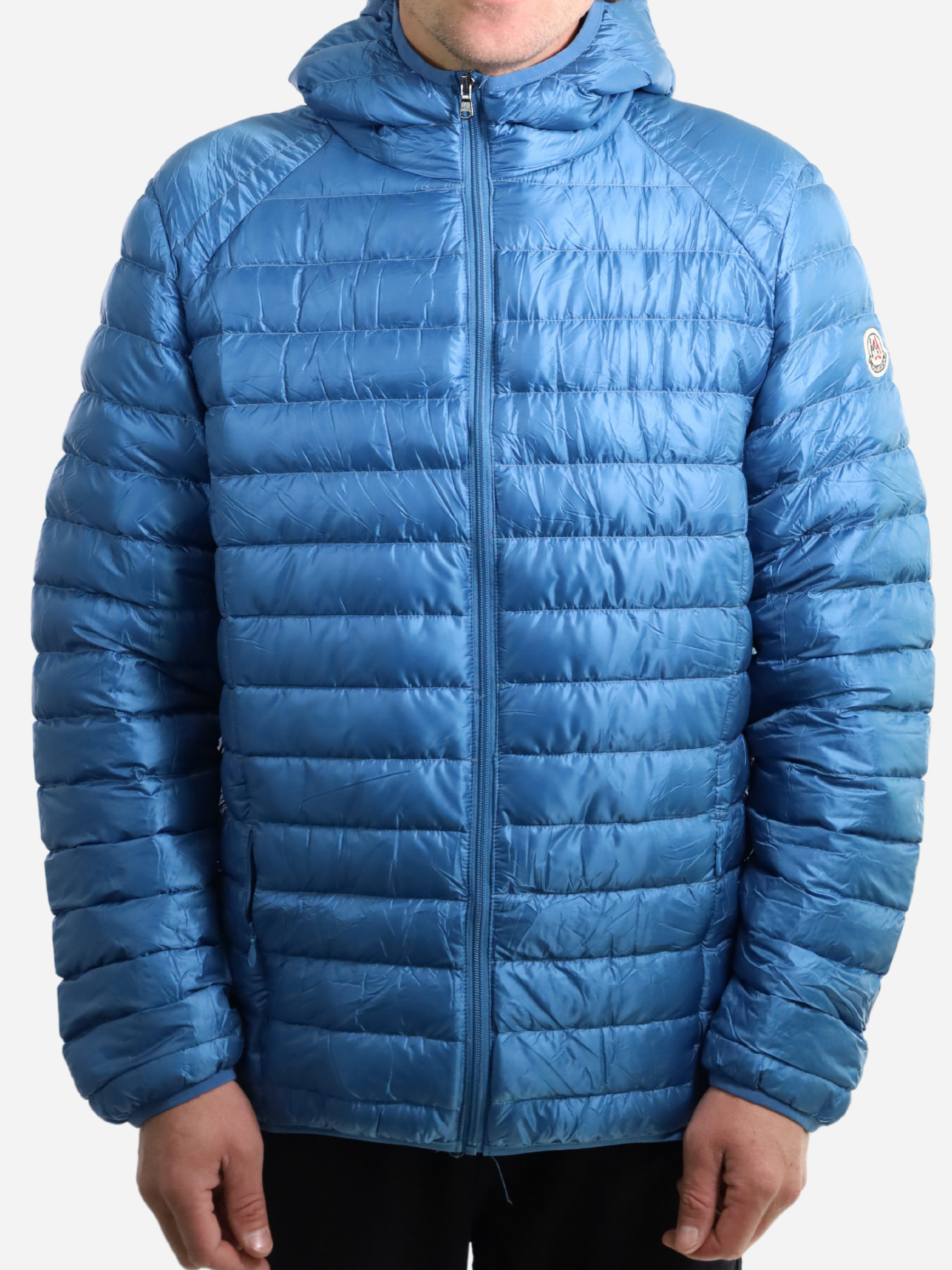 Men Parka Long Sleeve With Hood With Bag - Blue