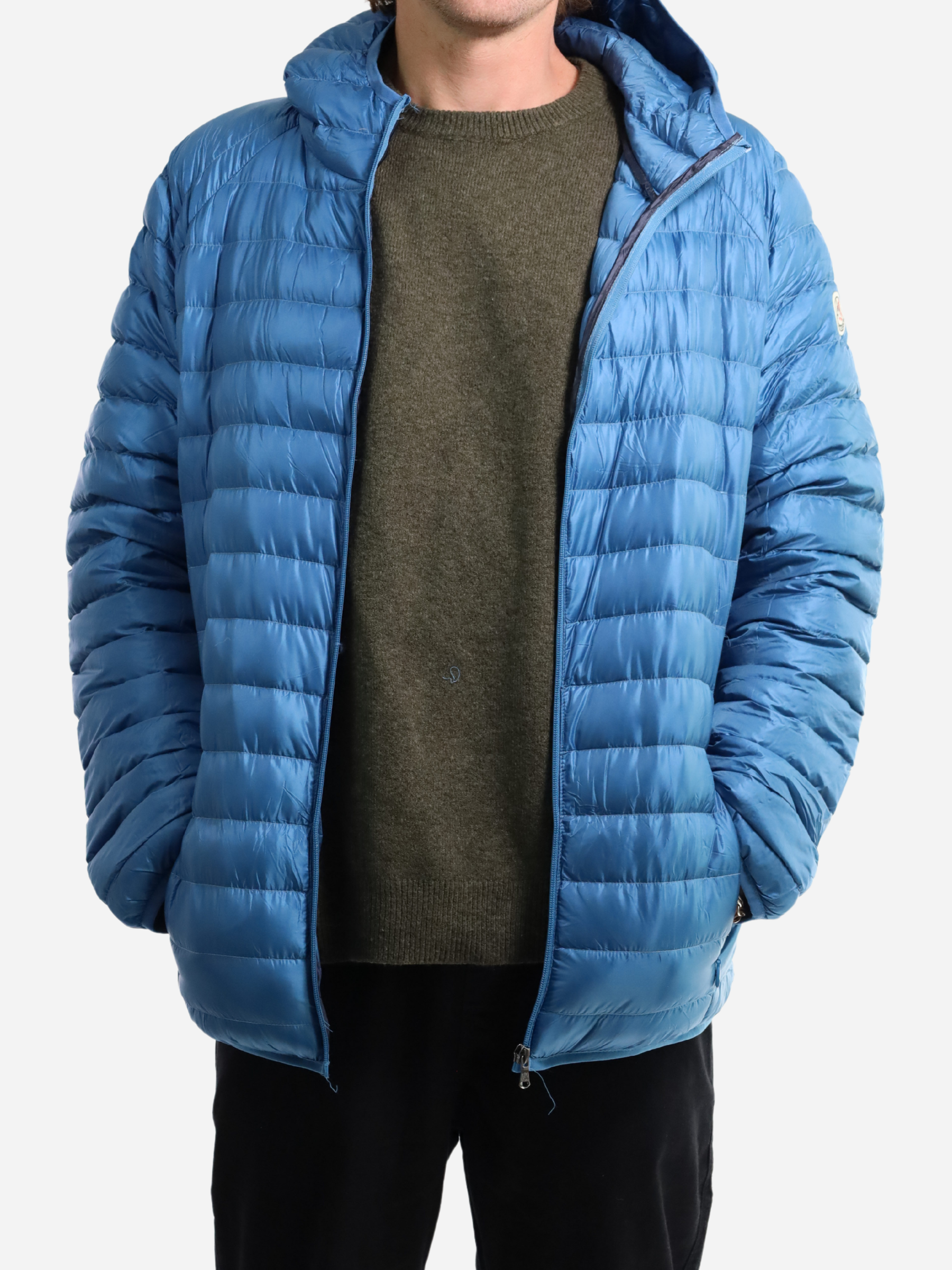 Men Parka Long Sleeve With Hood With Bag - Blue