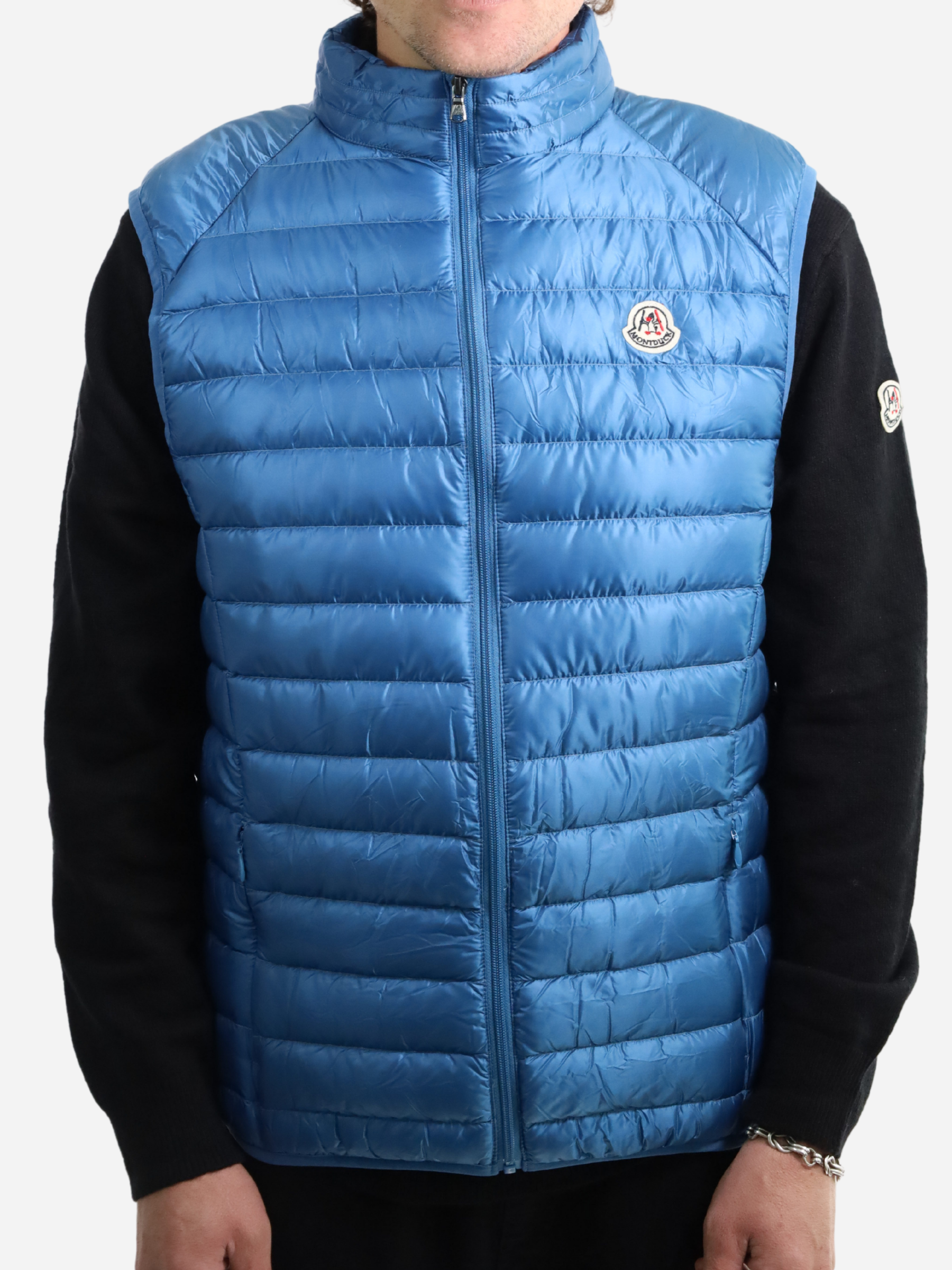 Men Vest Parka (No Hood) With Bag - Blue
