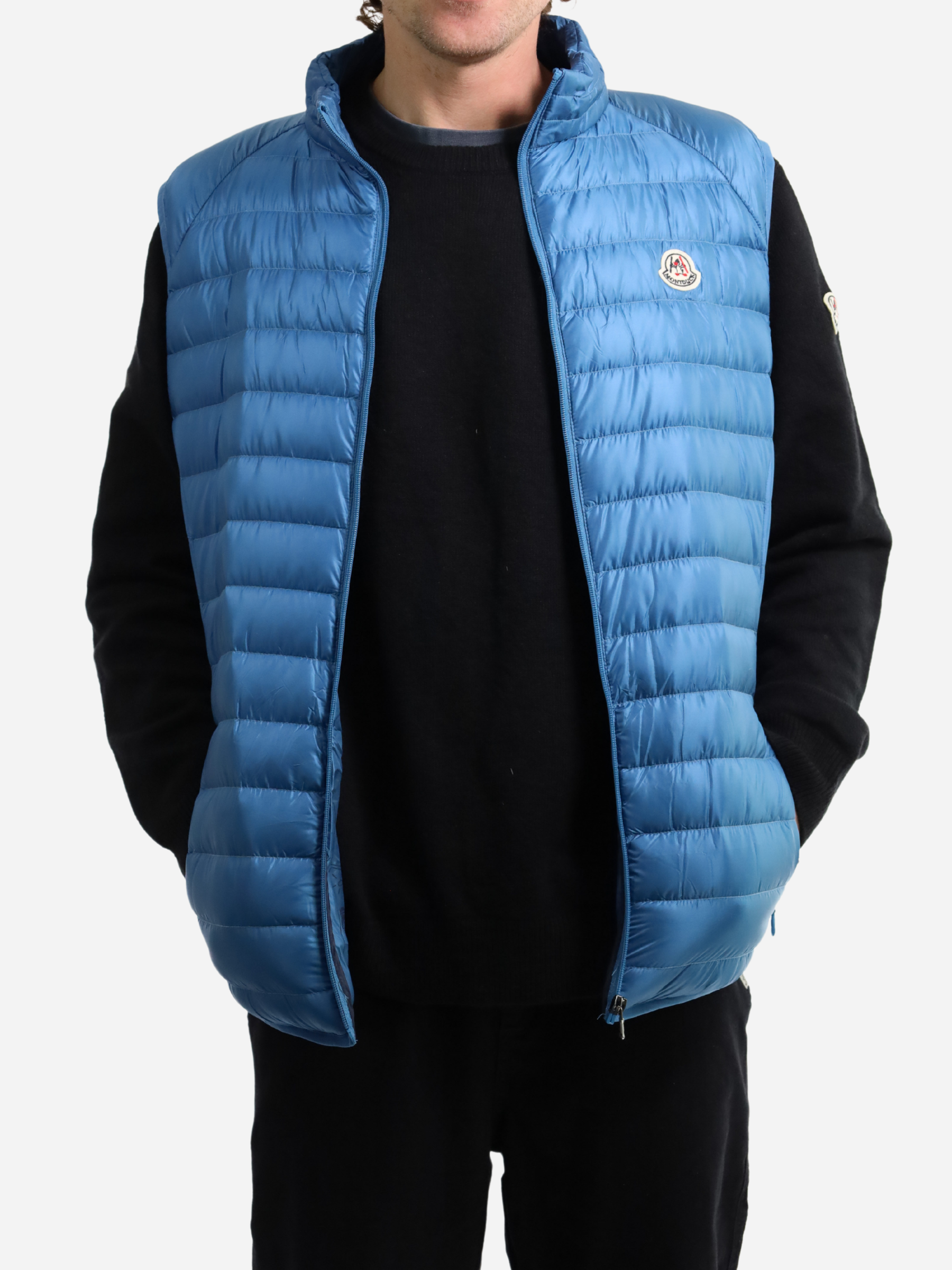 Men Vest Parka (No Hood) With Bag - Blue