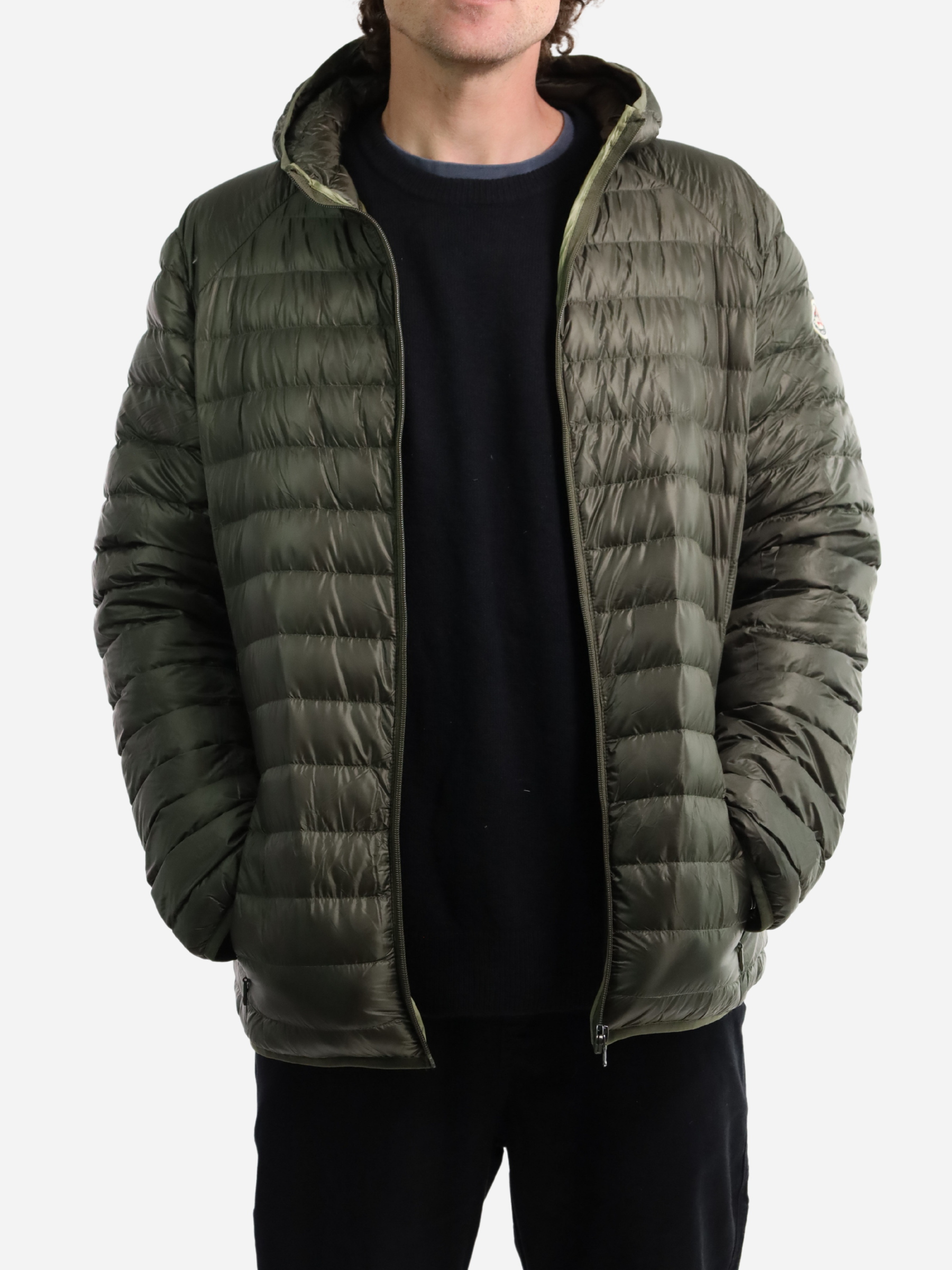 Men Parka Long Sleeve With Hood With Bag - Military Green