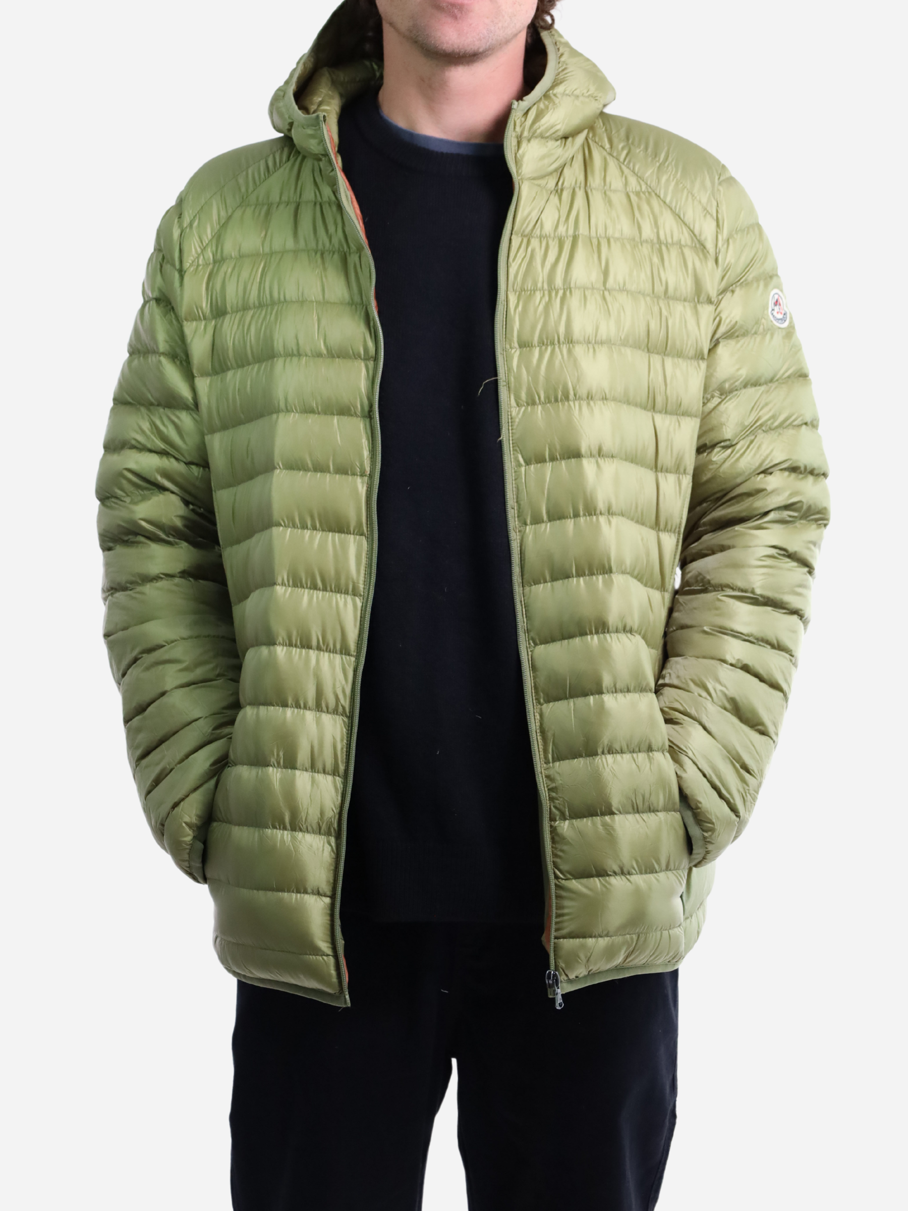 Men Parka Long Sleeve With Hood With Bag - Light Green
