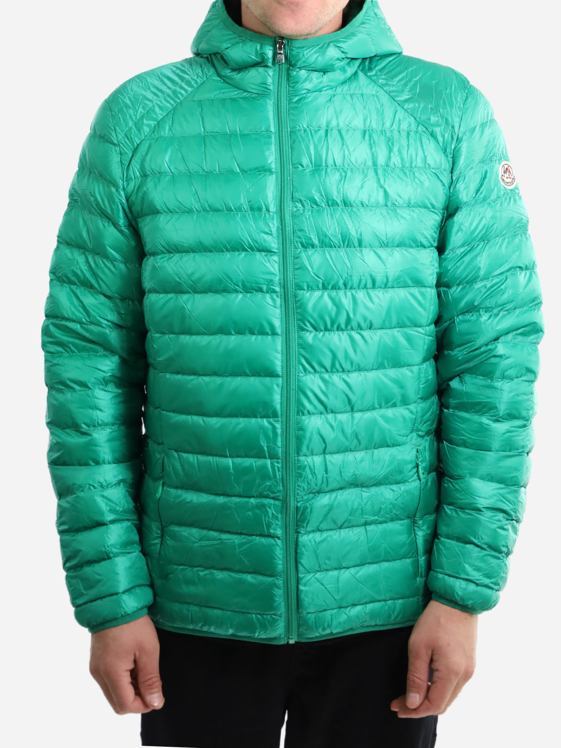 Men Parka Long Sleeve With Hood, With Bag - Green