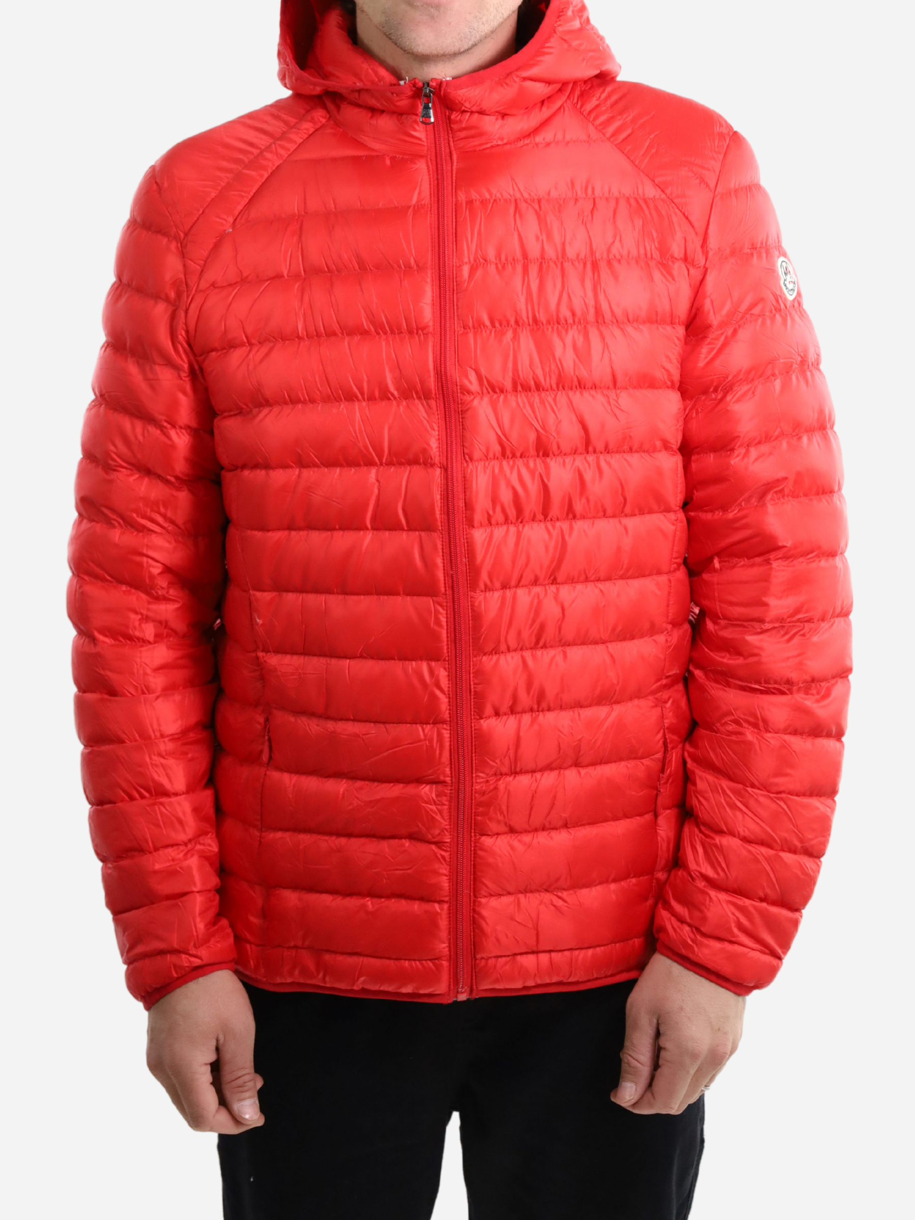 Men Parka Long Sleeve With Hood With Bag - Red