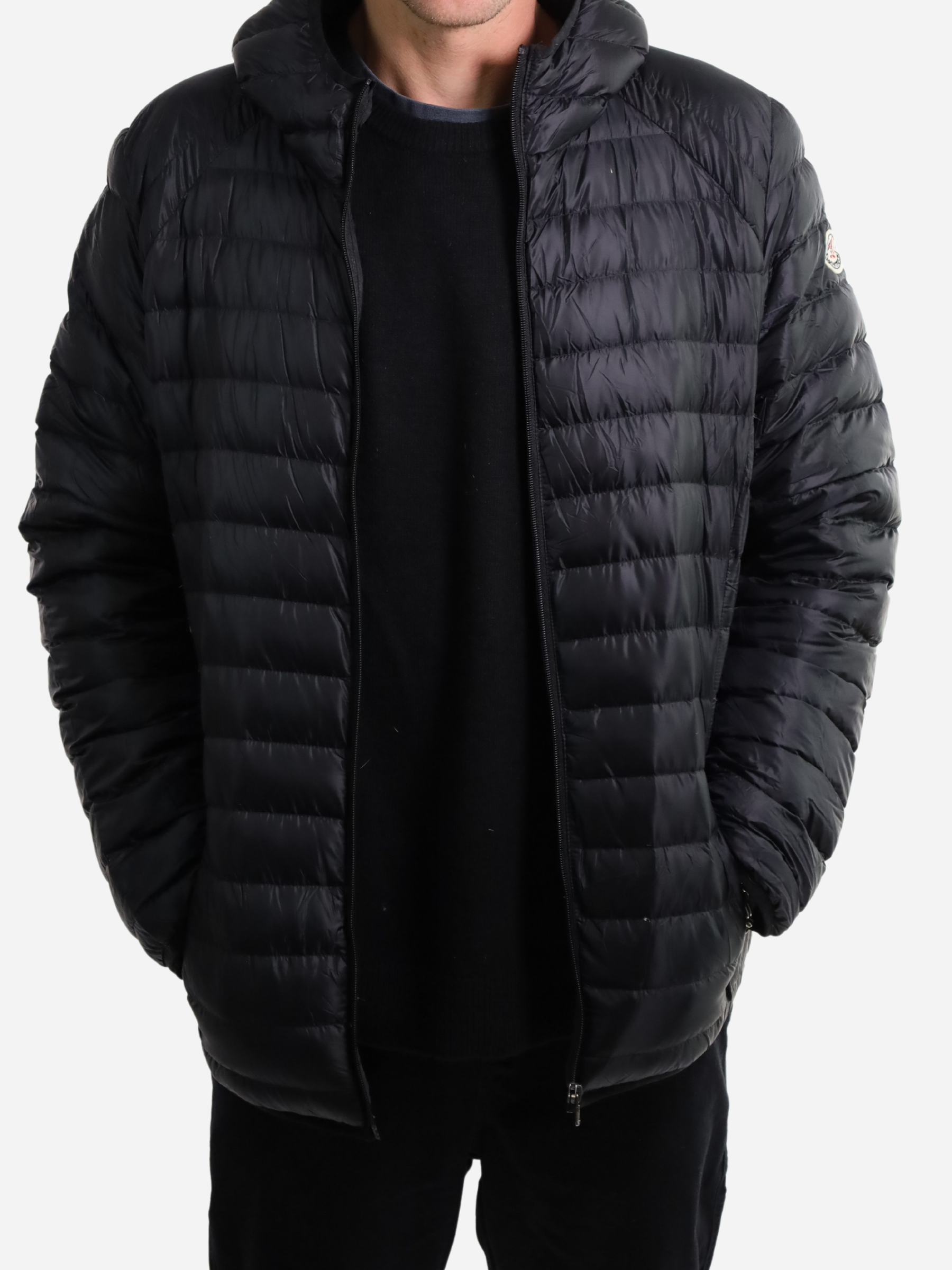 Men Parka Long Sleeve With Hood With Bag - Black