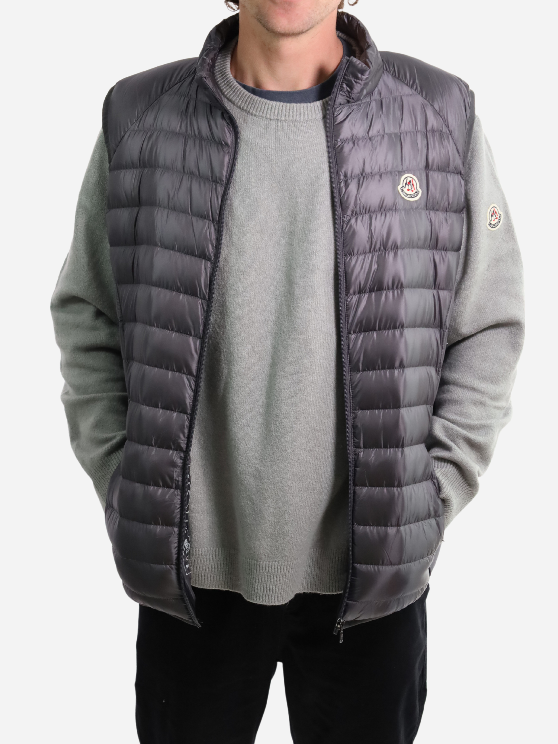 Men Vest Parka (No Hood) With Bag - Gray