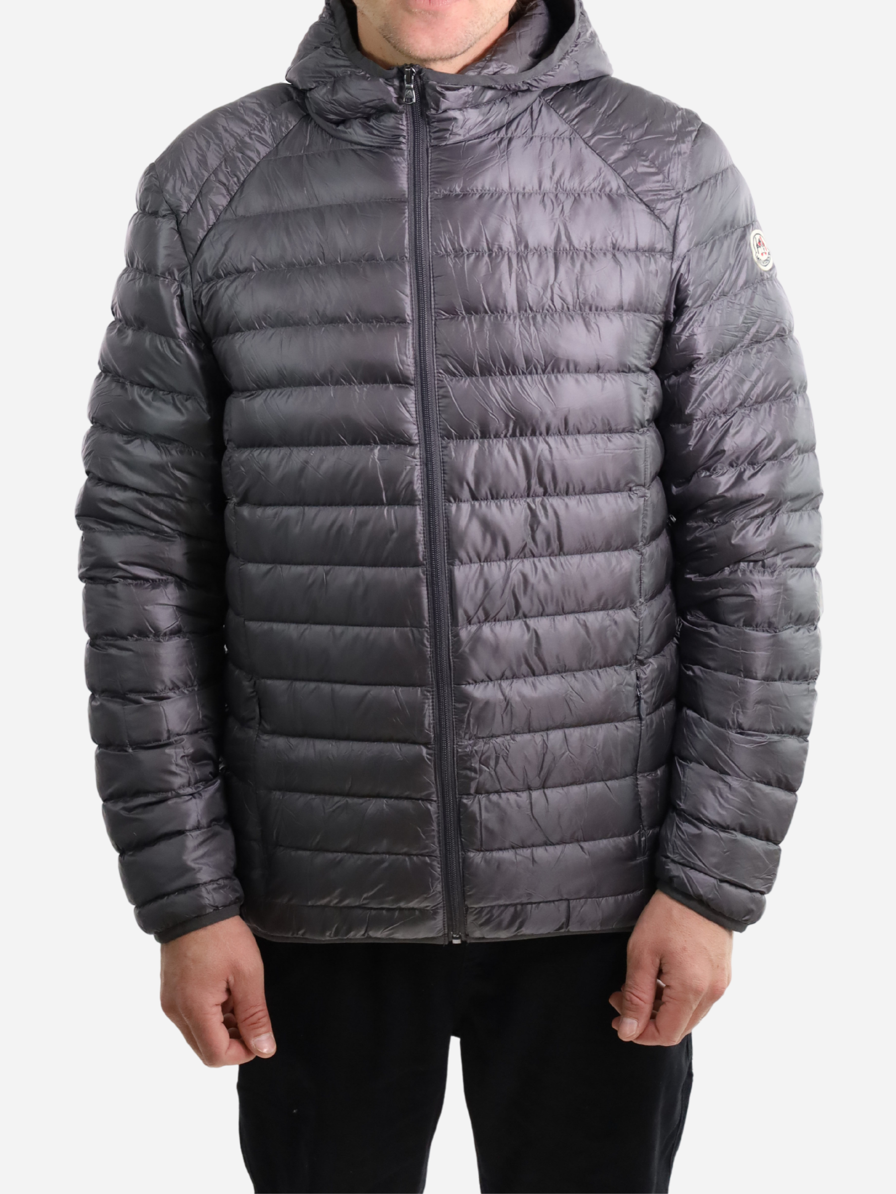 Men Parka Long Sleeve With Hood With Bag - Gray