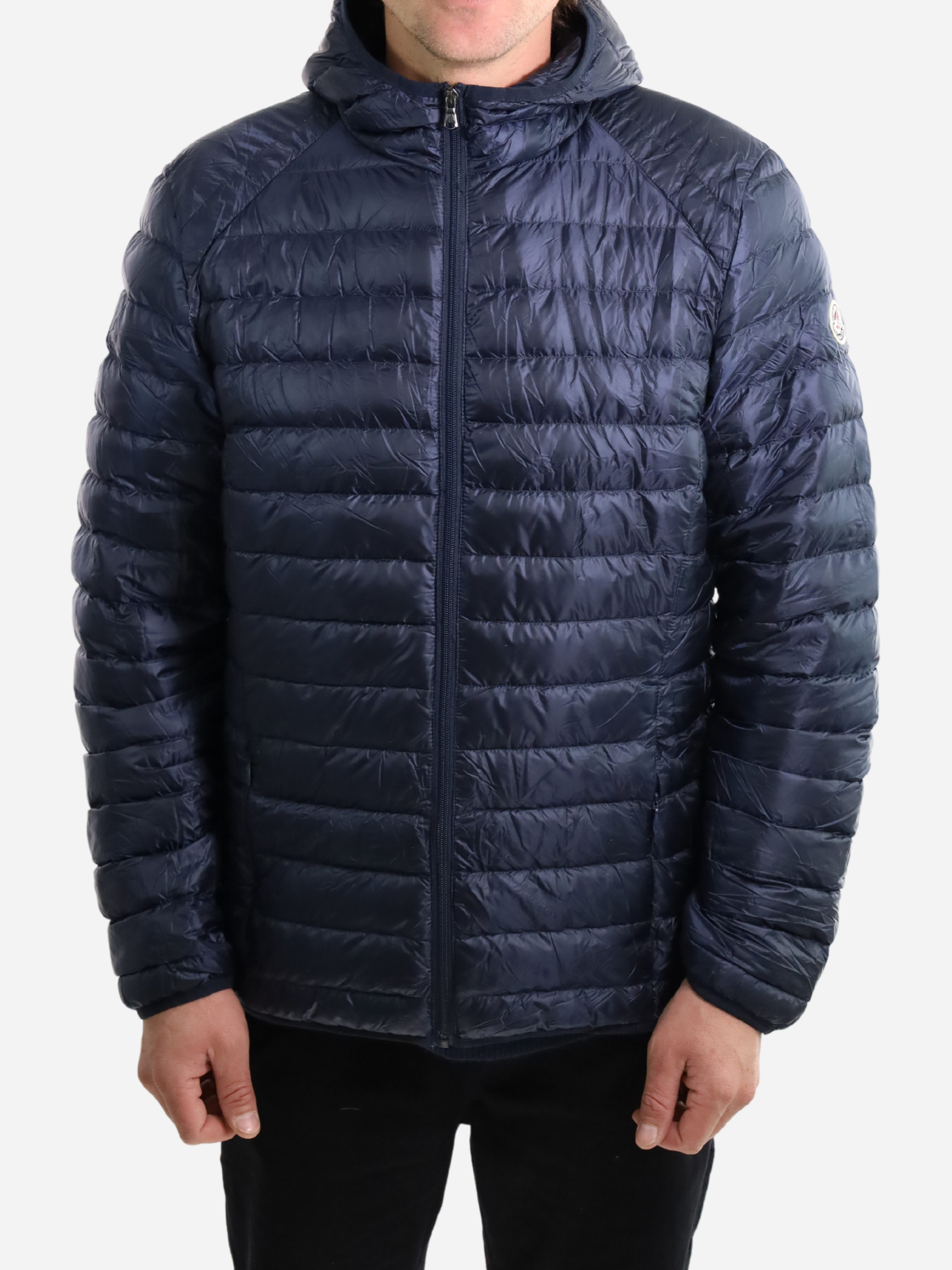 Men Parka Long Sleeve With Hood With Bag - Navy