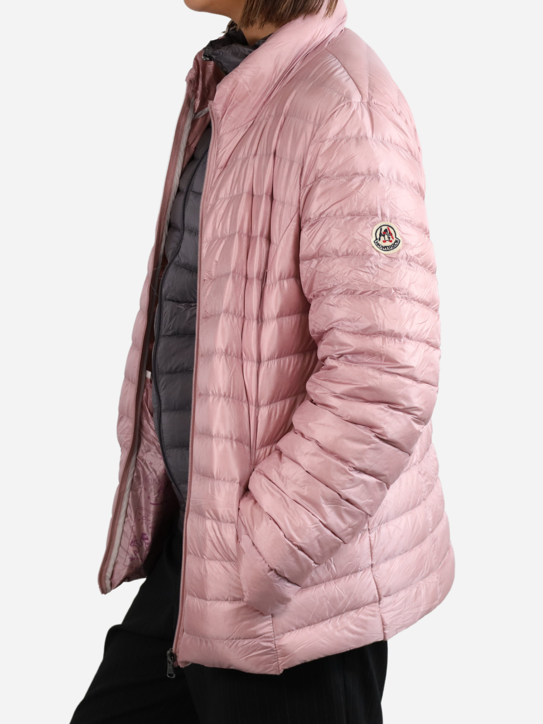 Women Parka Long Sleeve (No Hood) With Bag - Pink