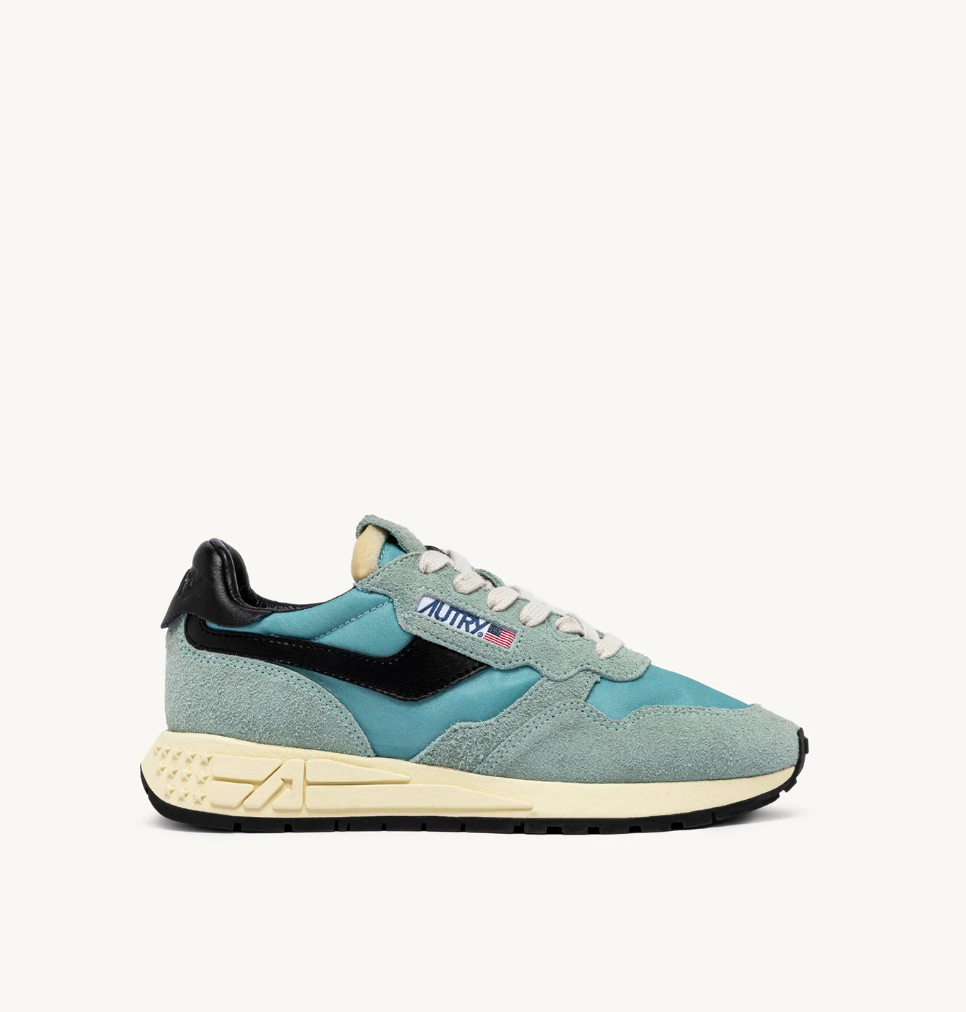 Zapatilla Autry Reelwind Low Sneakers - Jade Green And Black Nylon And Suede