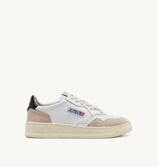 Zapatilla Autry Medalist Low Man Leat/Suede - Wht/Blk