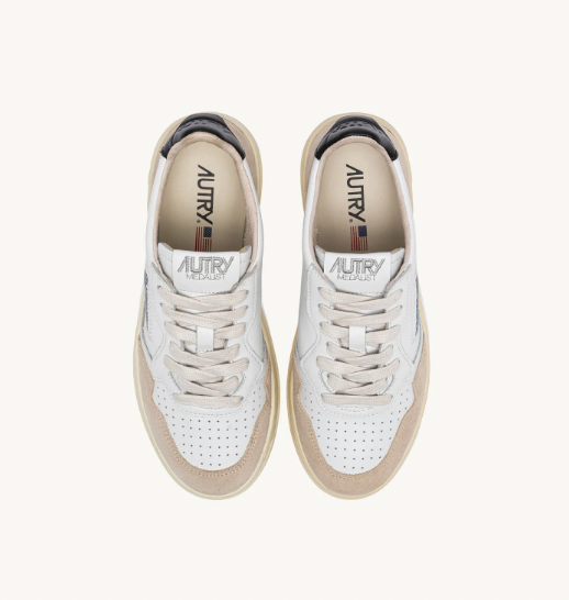 Zapatilla Autry Medalist Low Man Leat/Suede - Wht/Blk