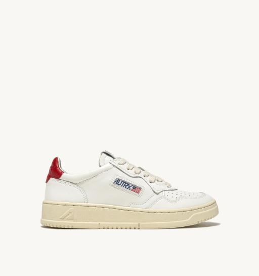 Zapatilla Autry Medalist Low Man Leat/Leat - Wht/Red
