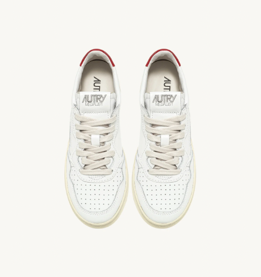 Zapatilla Autry Medalist Low Man Leat/Leat - Wht/Red