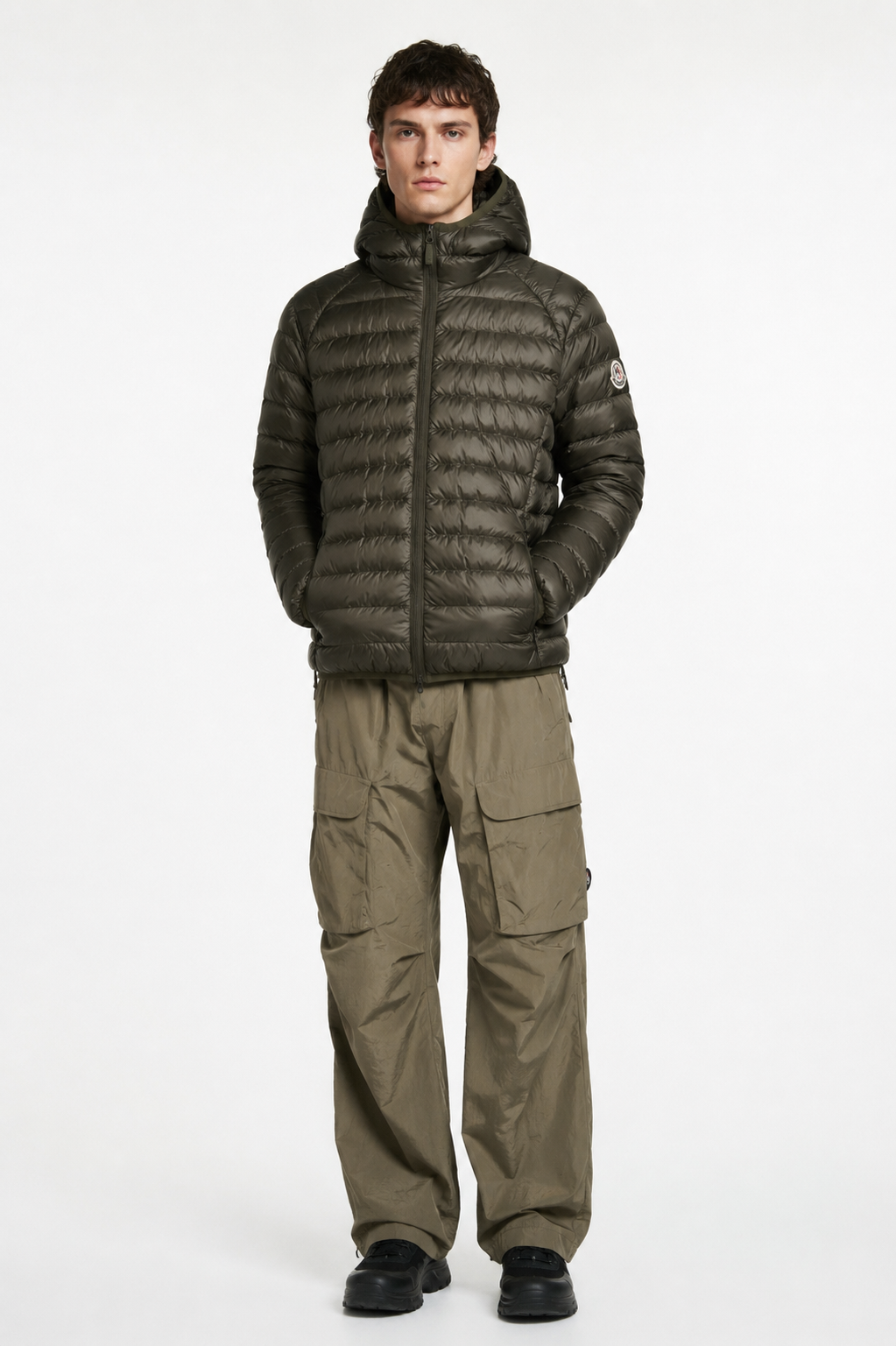 Men Parka Long Sleeve With Hood With Bag - Military Green