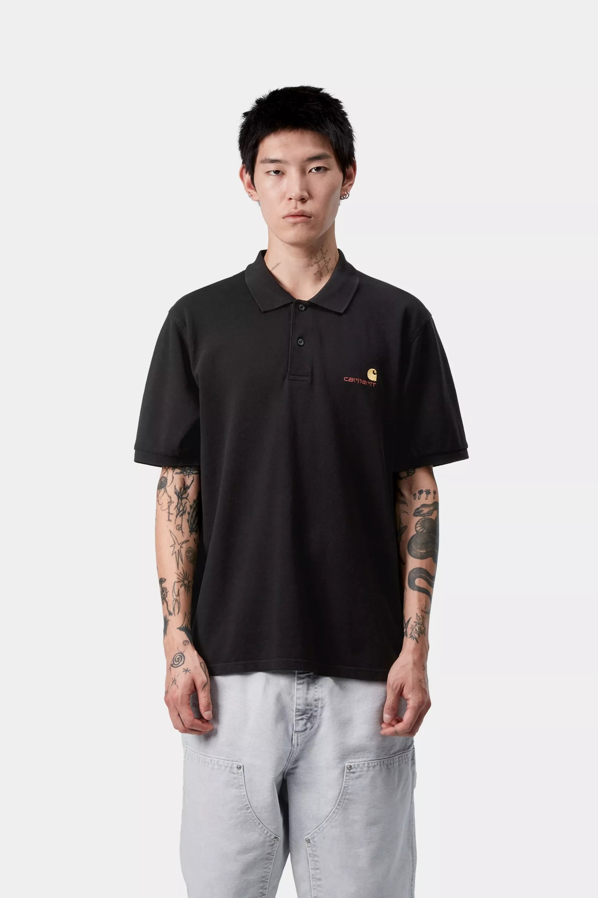S/S American Script Polo Black