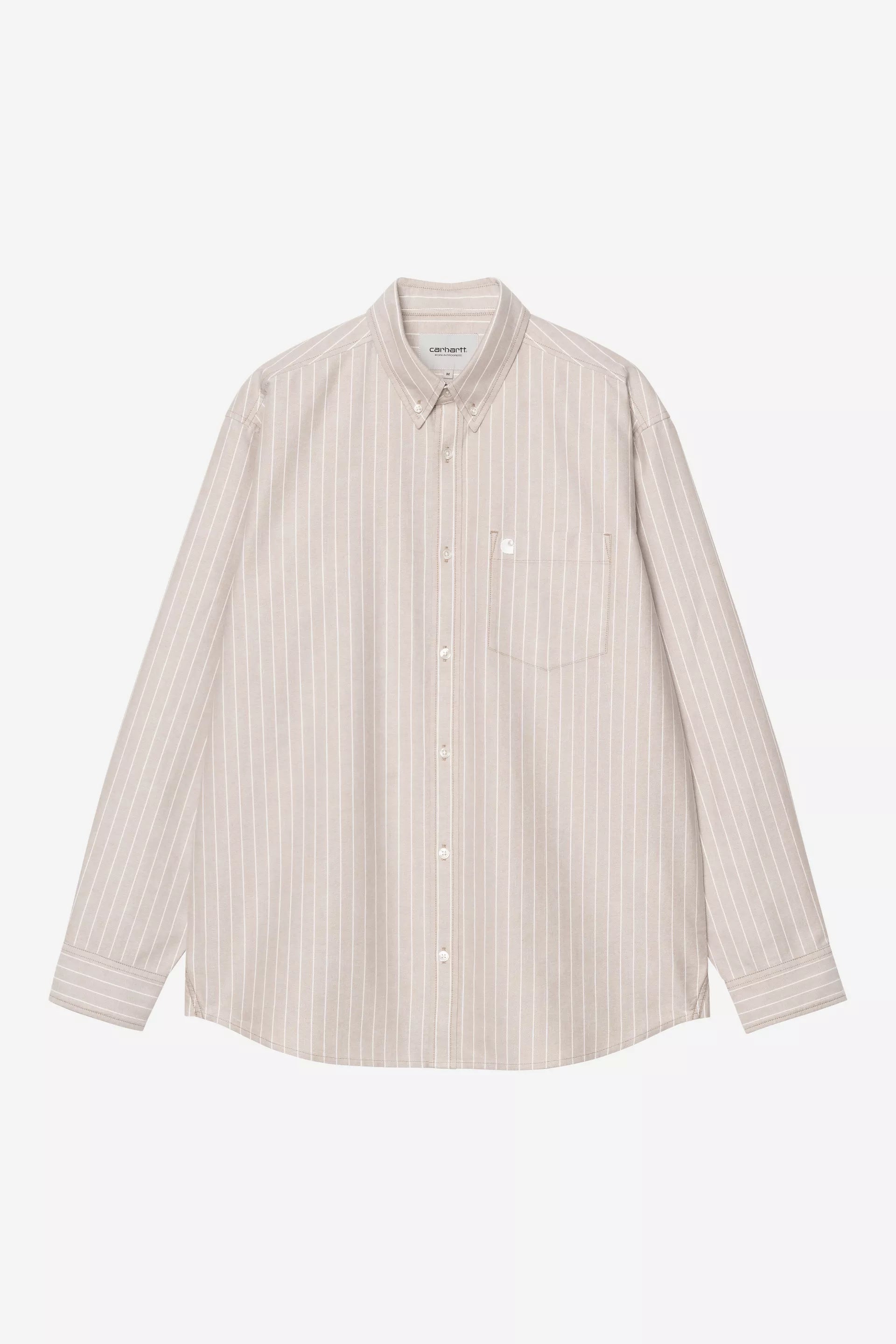 L/S Cassel Shirt Cassel Stripe, Peanut / White