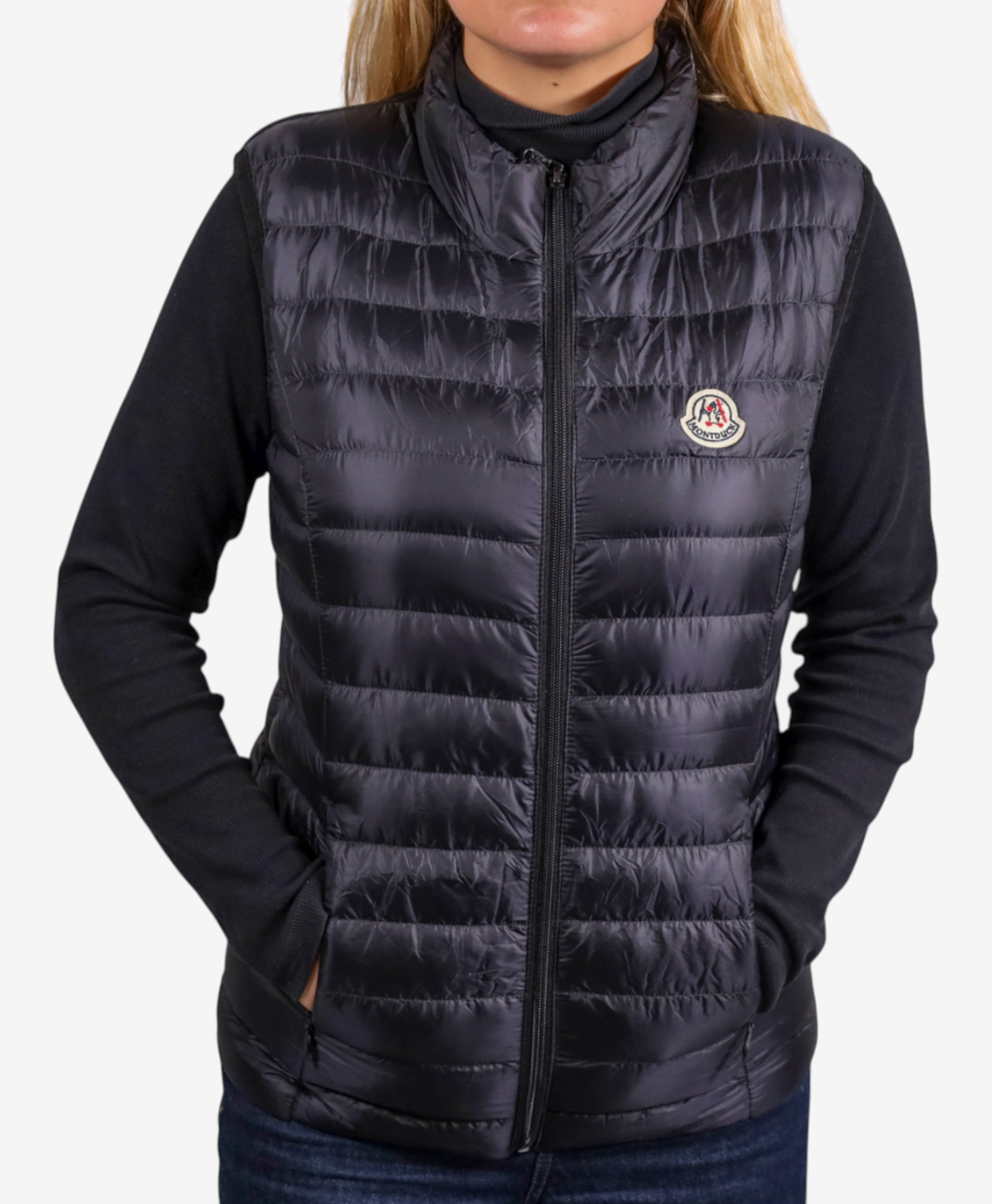 Women Vest Parka (No Hood) With Bag - Black