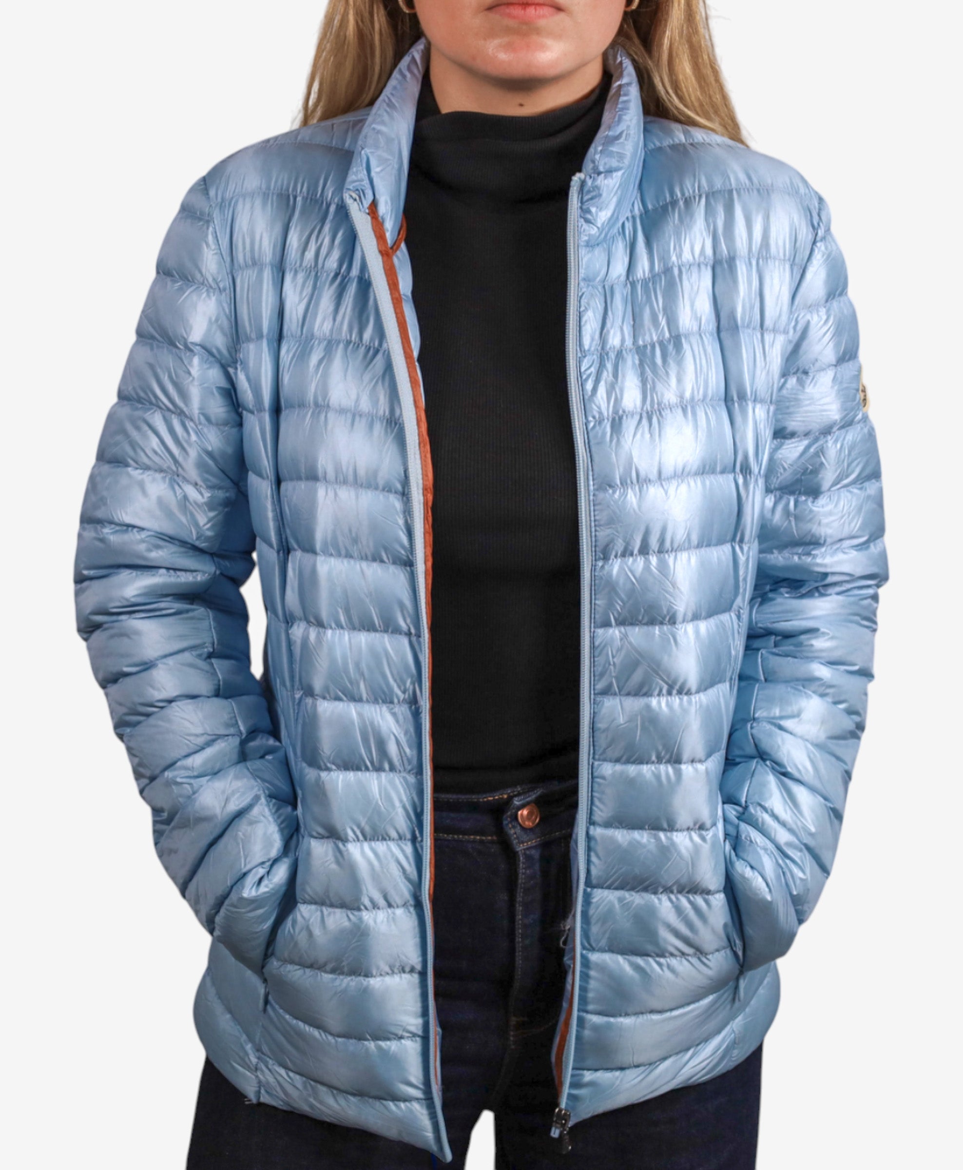 Women Parka Long Sleeve (No Hood) With Bag - Light Blue