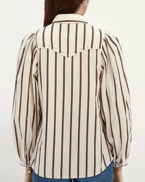 Camisa Mujer Rayada Western Scotch & Soda - Crudo & Azul Marino