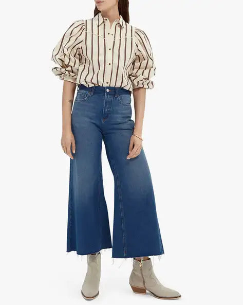Camisa Mujer Rayada Western Scotch & Soda - Crudo & Azul Marino