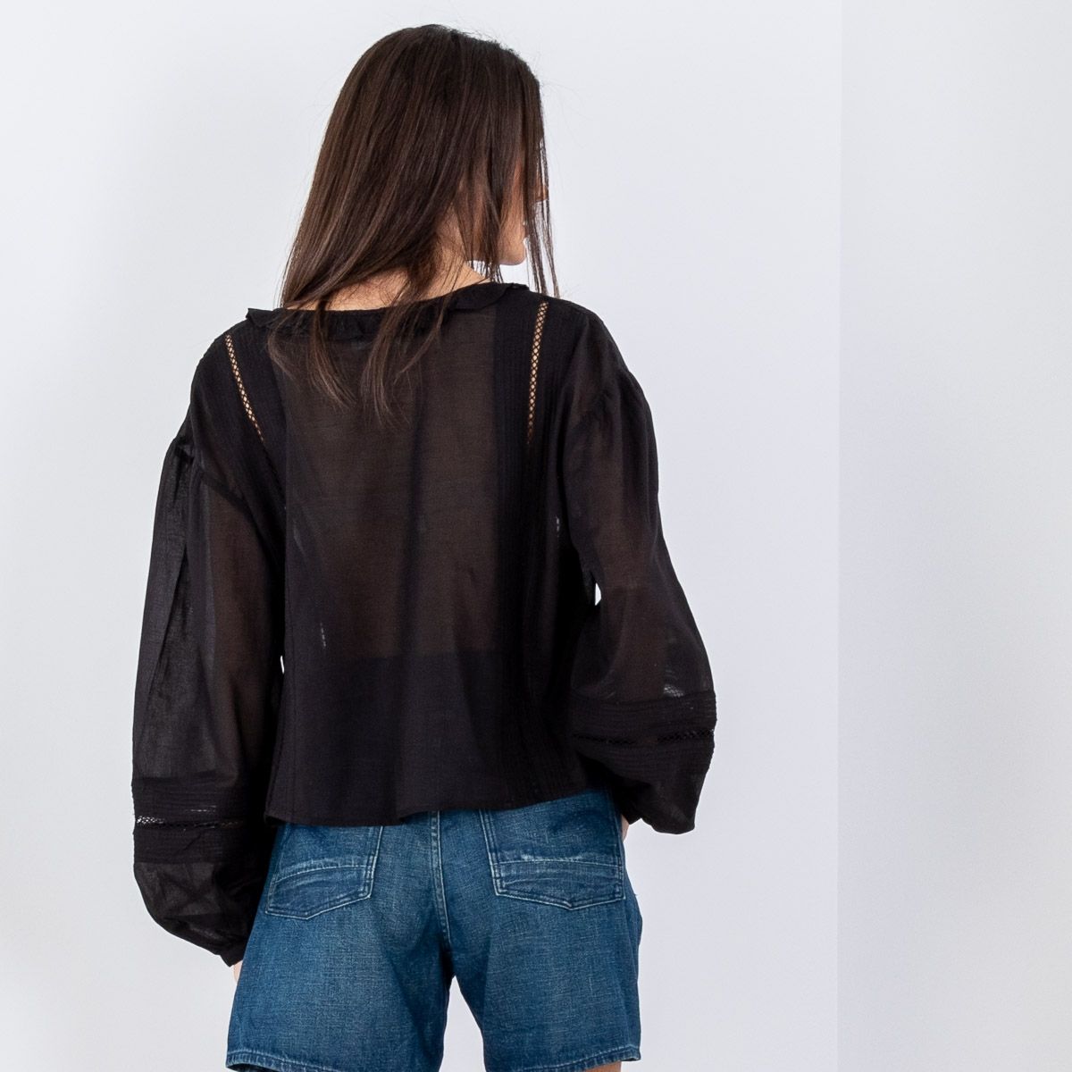 Blusa Negra Liviana Scotch & Soda con Detalles Lace Insert
