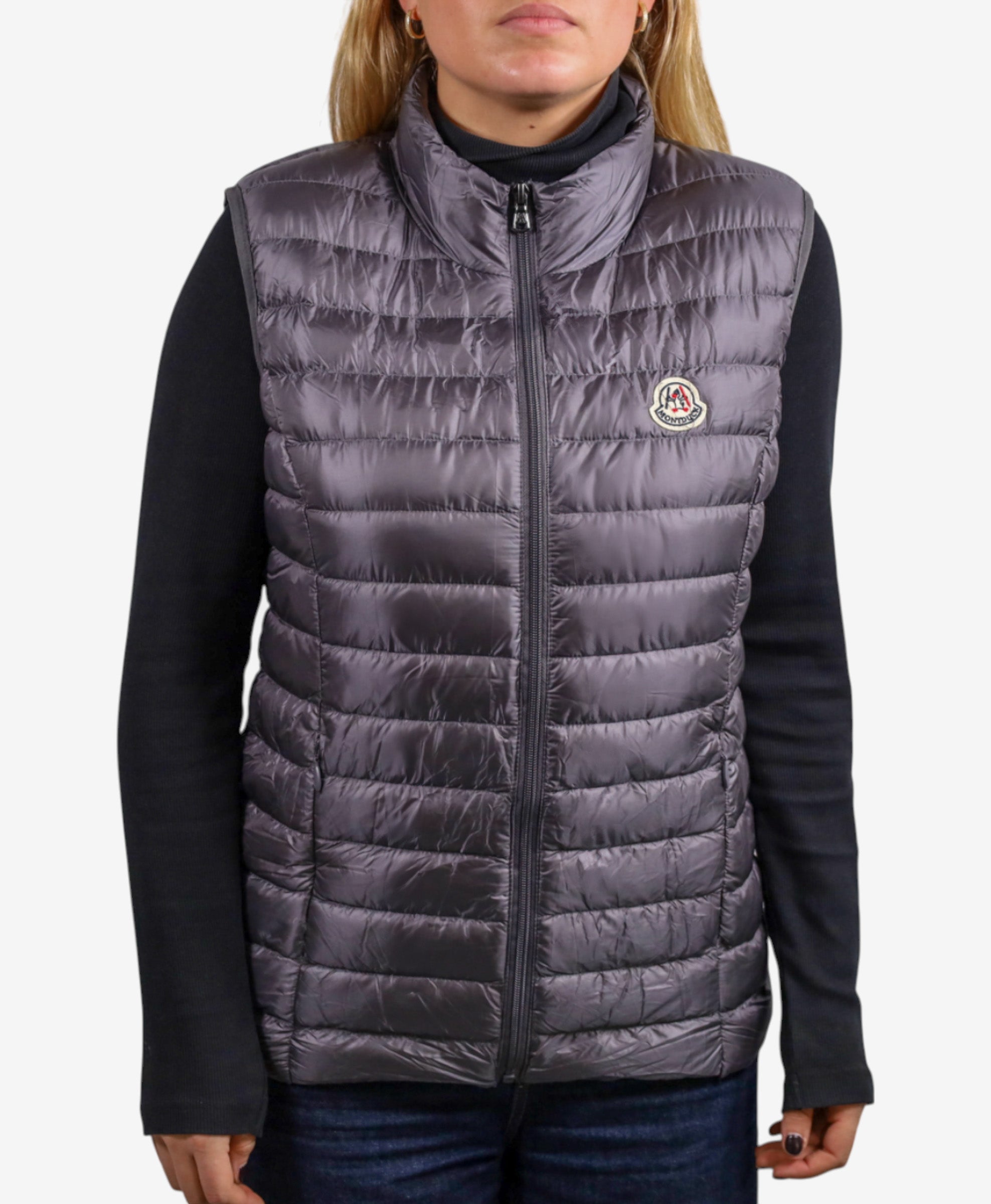 Women Vest Parka (No Hood) With Bag - Gray