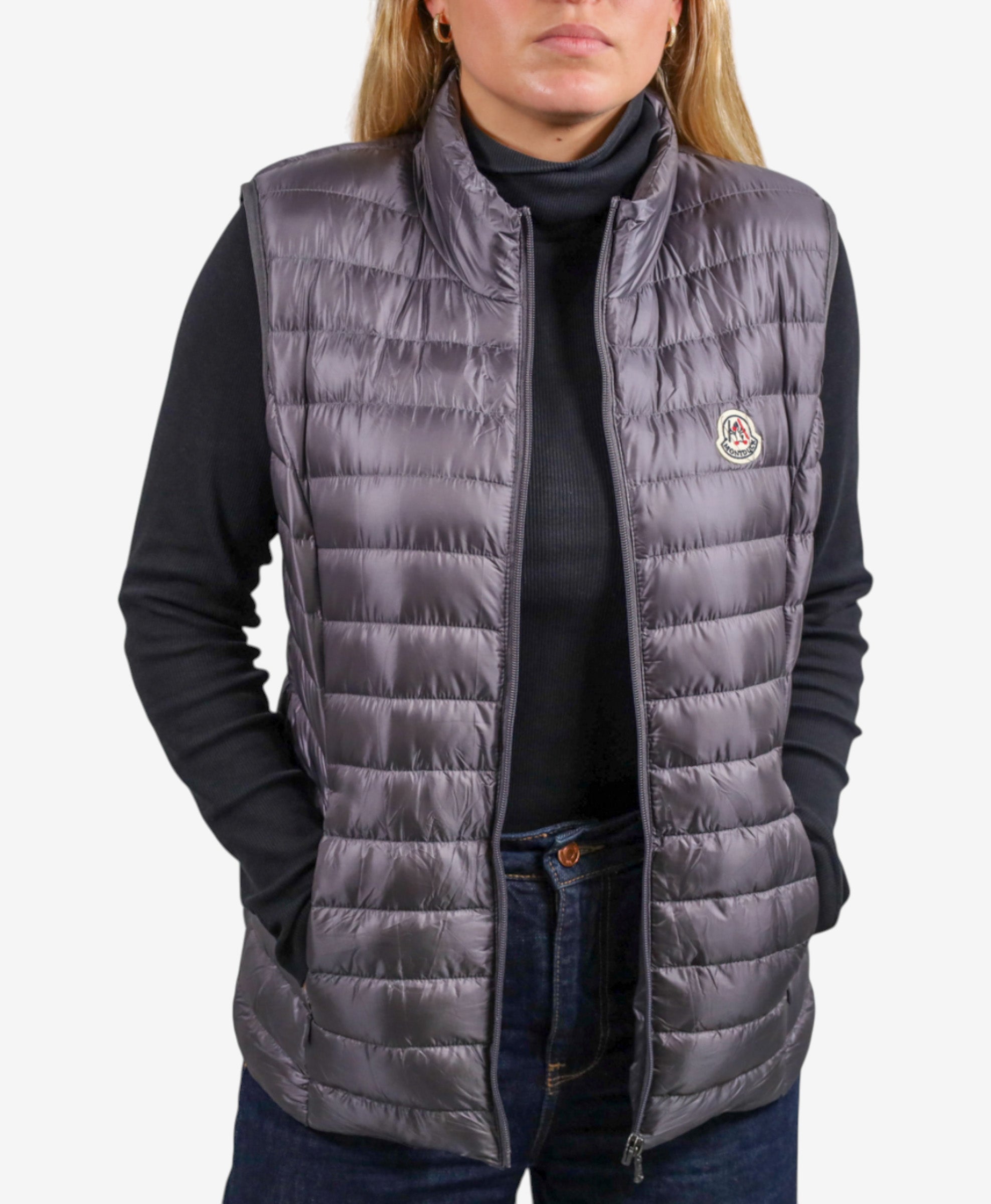 Women Vest Parka (No Hood) With Bag - Gray