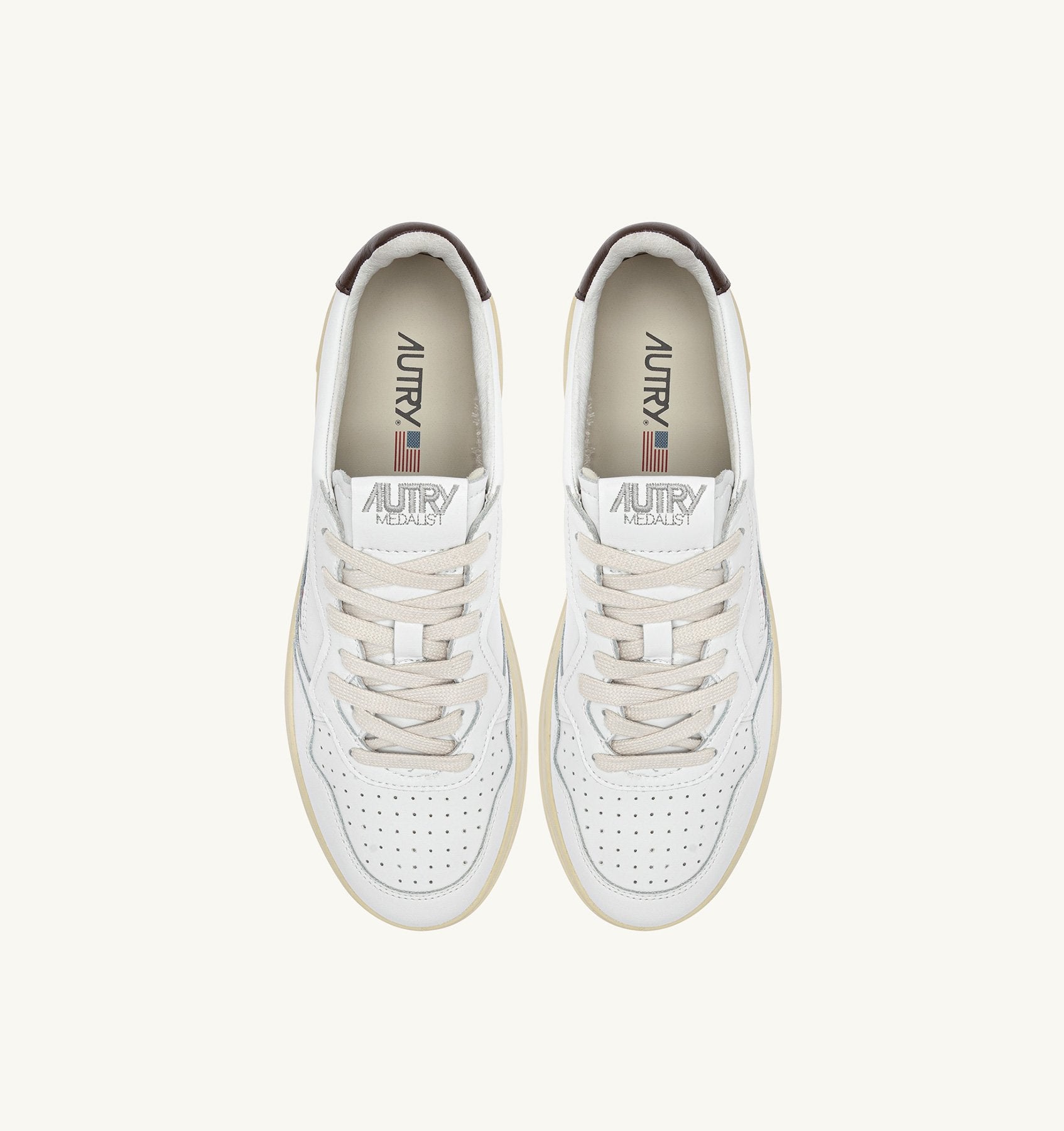 Zapatilla Autry Medalist Low Man Leather/Leather White/Brown