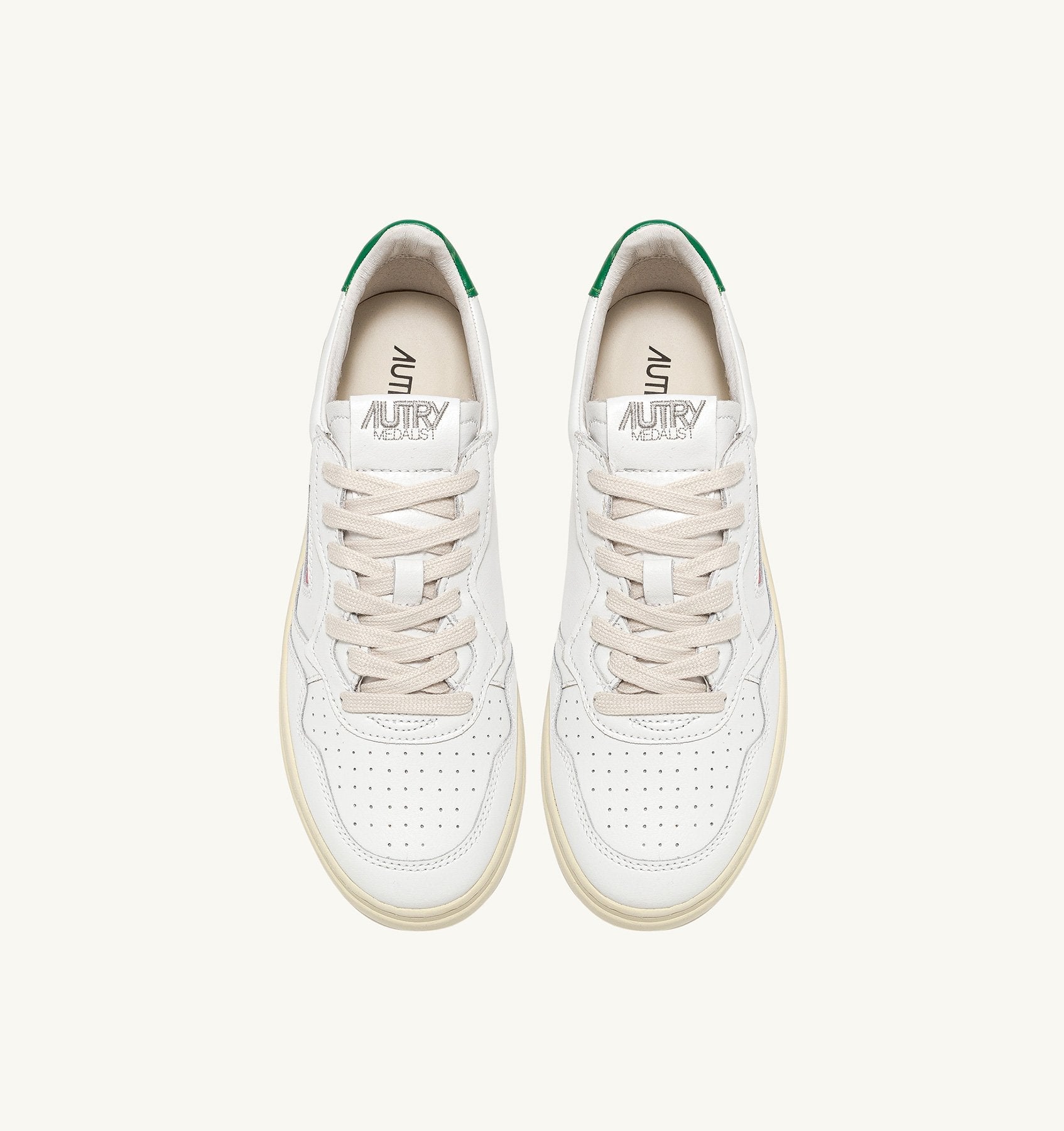 Zapatilla Autry Medalist Low Wom Leather/Leather - White/Green