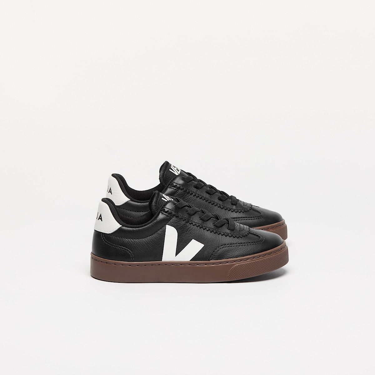 Zapatilla Volley Kids Elastic Laces Leather – Black / White / Bark