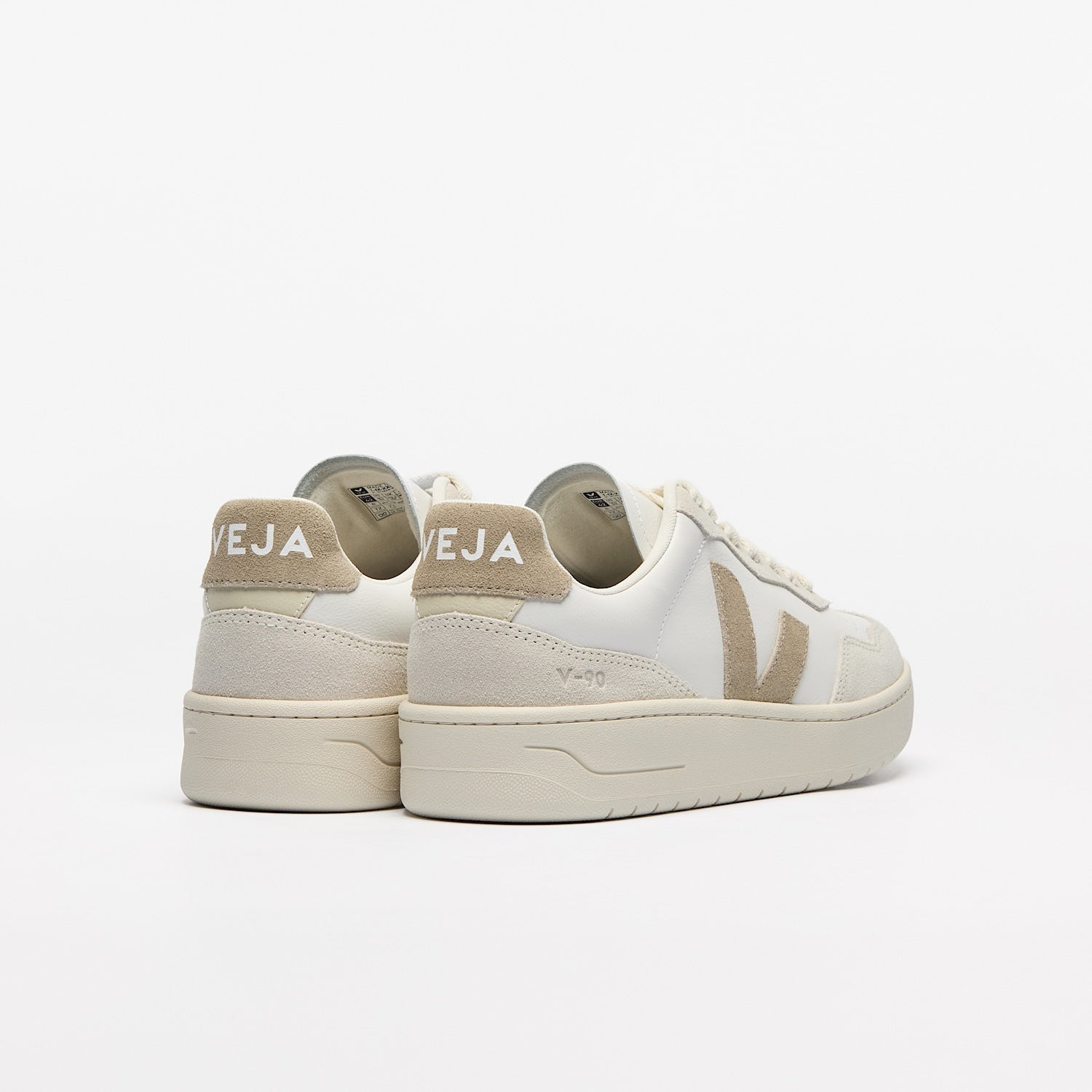 Zapatilla Veja V-90 O.t. Mujer Cuero - Blanco / Taupe