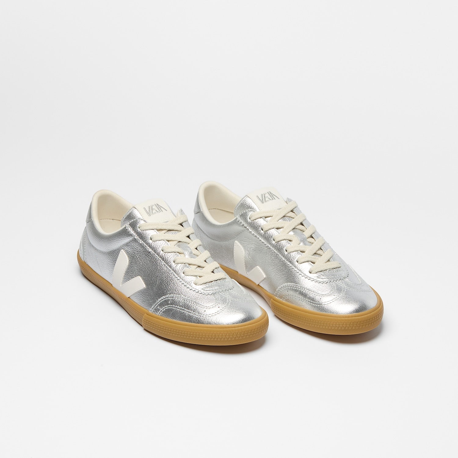 Zapatilla Veja Volley O.t. Mujer Cuero - Plata Blanco Nat