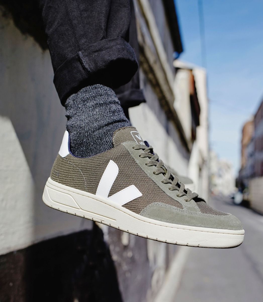 Zapatillas Veja V-12 - B-Mesh Olive White Mujer