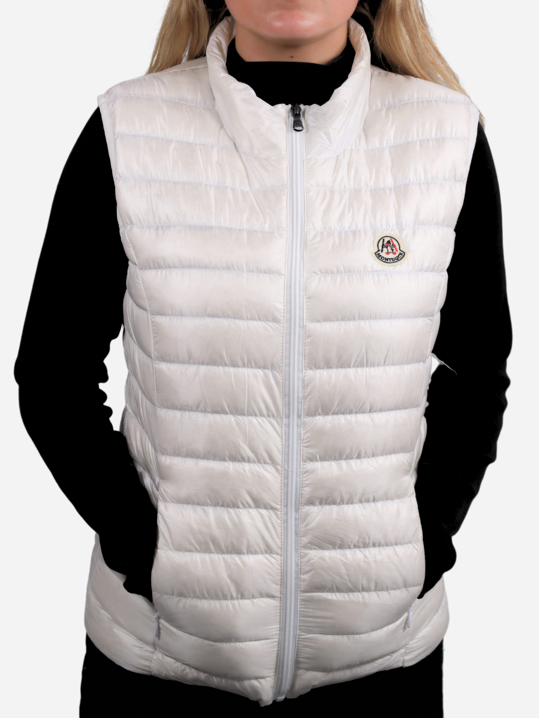 Women Vest Parka (No Hood) With Bag - White