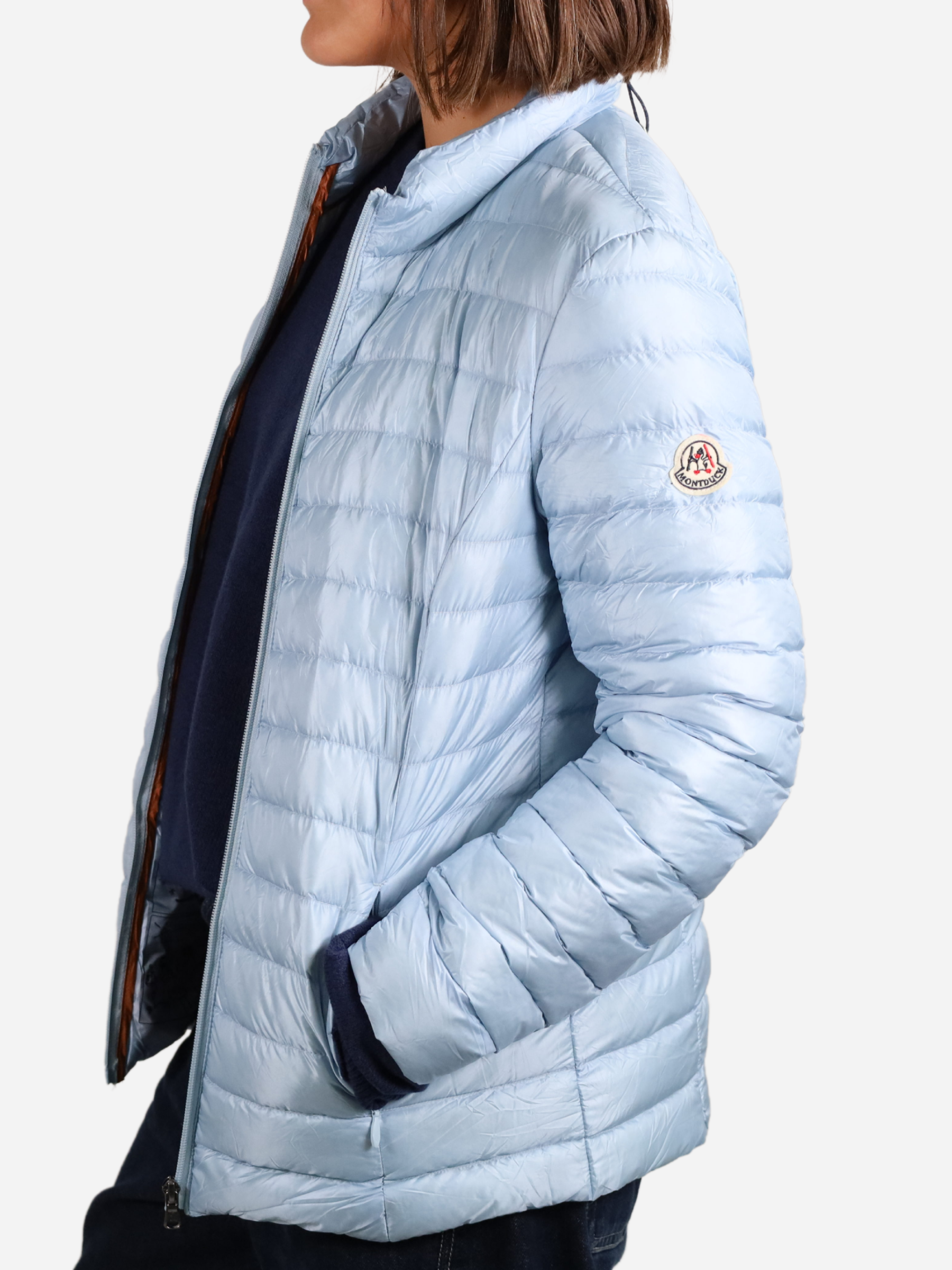 Women Parka Long Sleeve (No Hood) With Bag - Light Blue