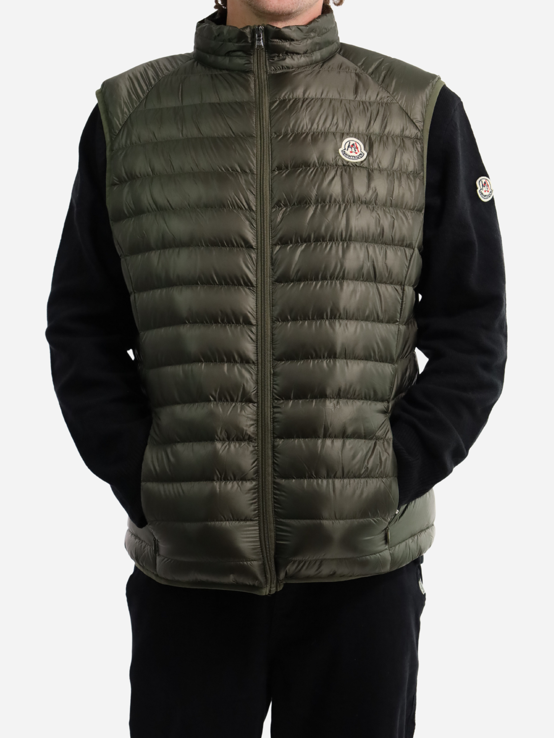 Men Vest Parka (No Hood) With Bag Military - Green