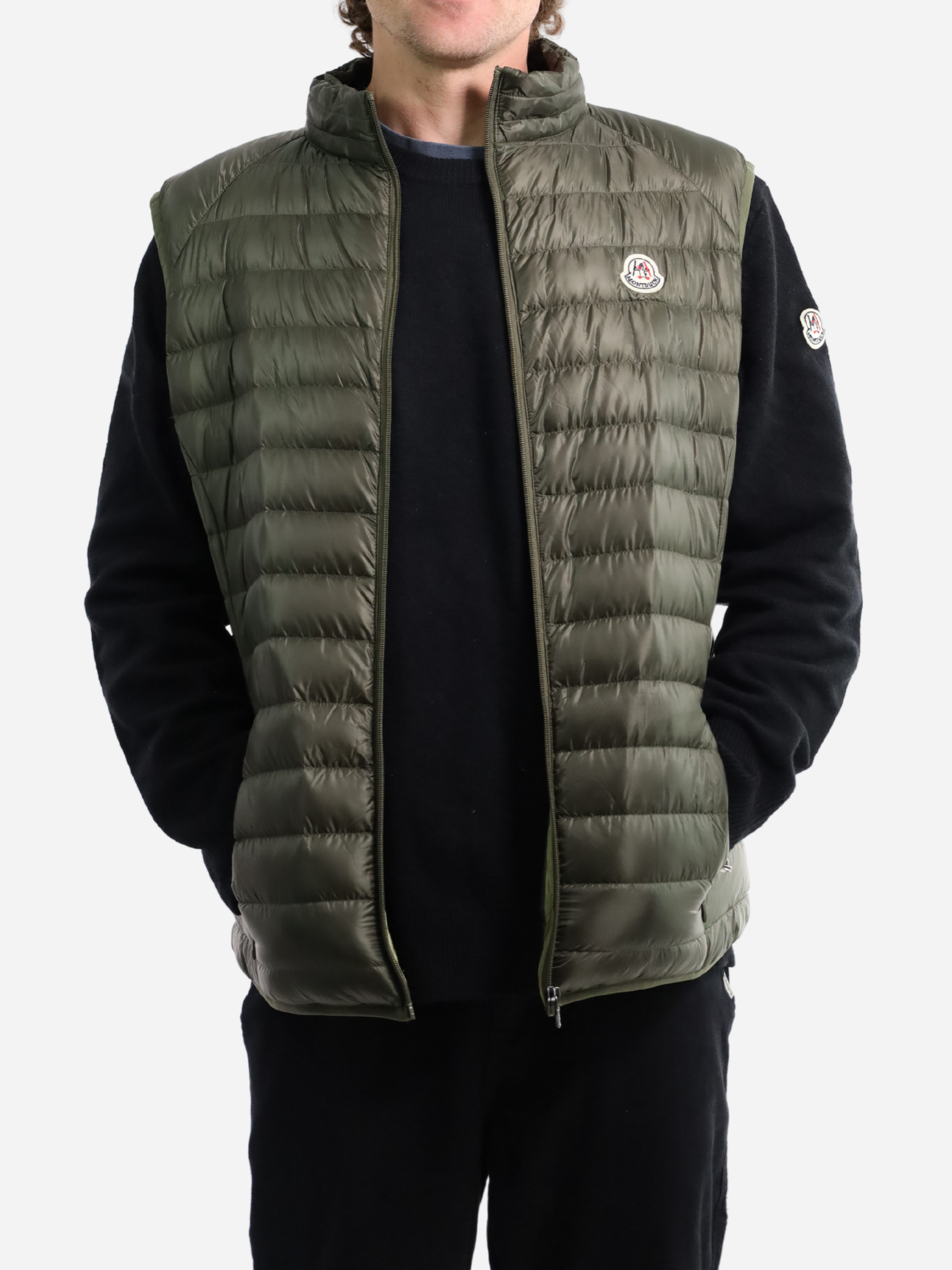 Men Vest Parka (No Hood) With Bag Military - Green