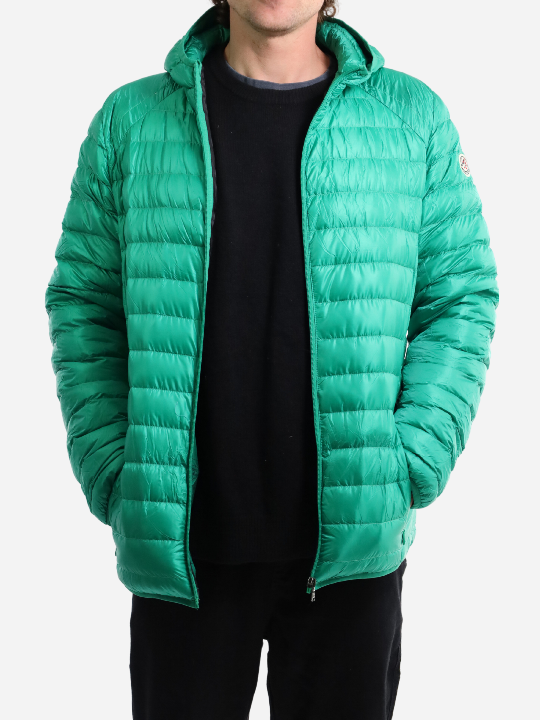 Men Parka Long Sleeve With Hood, With Bag - Green
