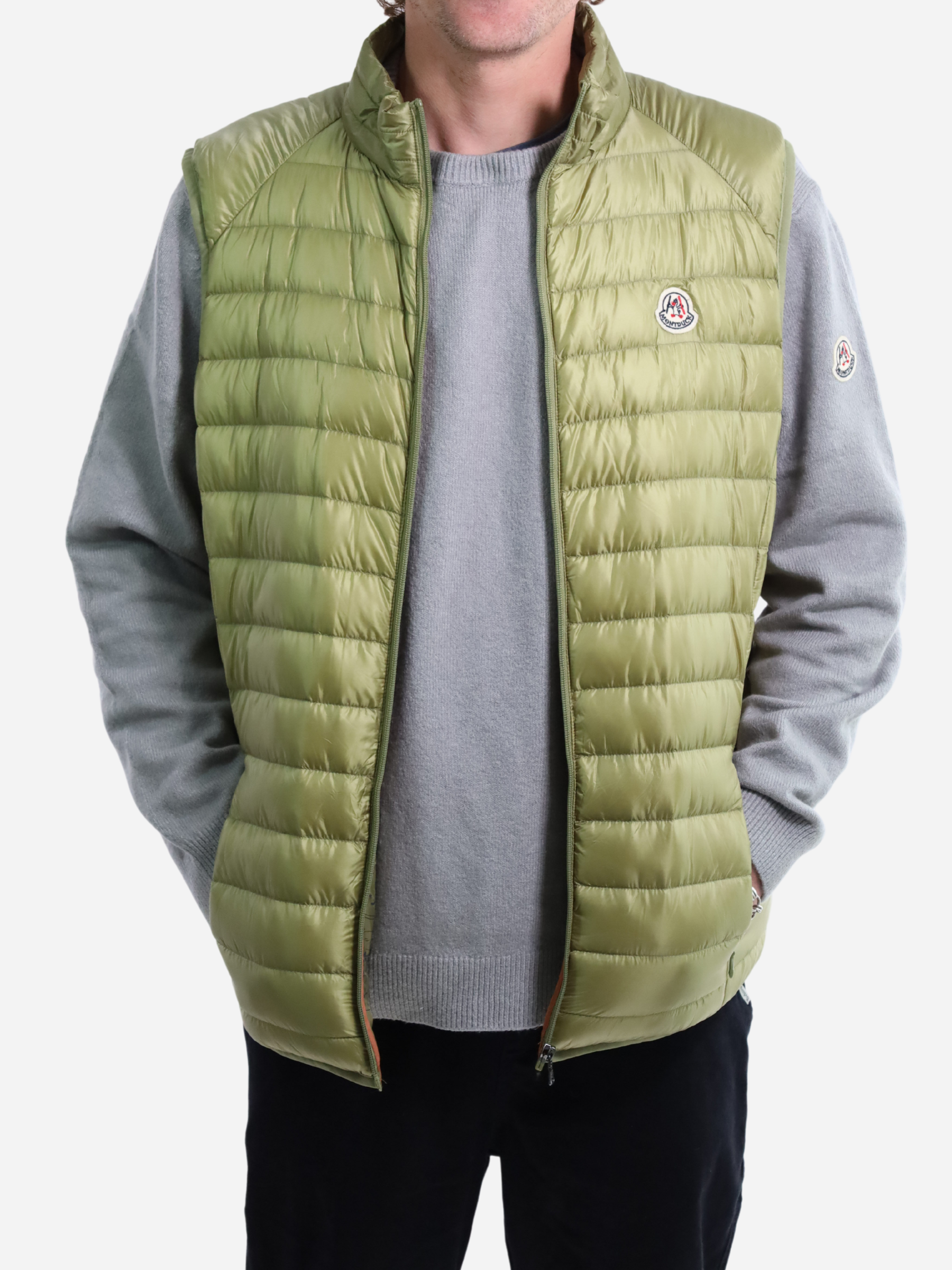 Men Vest Parka (No Hood) With Bag Light - Green