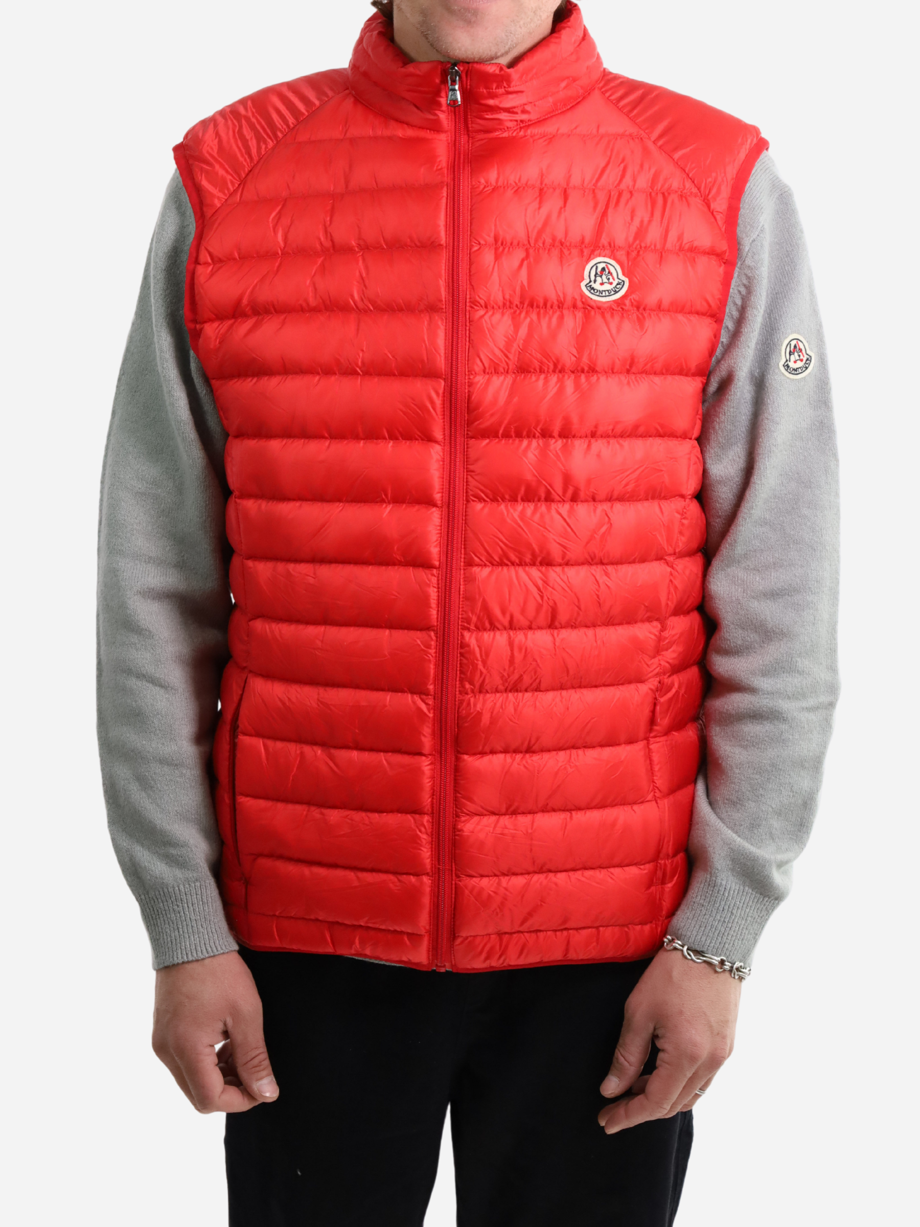 Men Vest Parka (No Hood) With Bag - Red