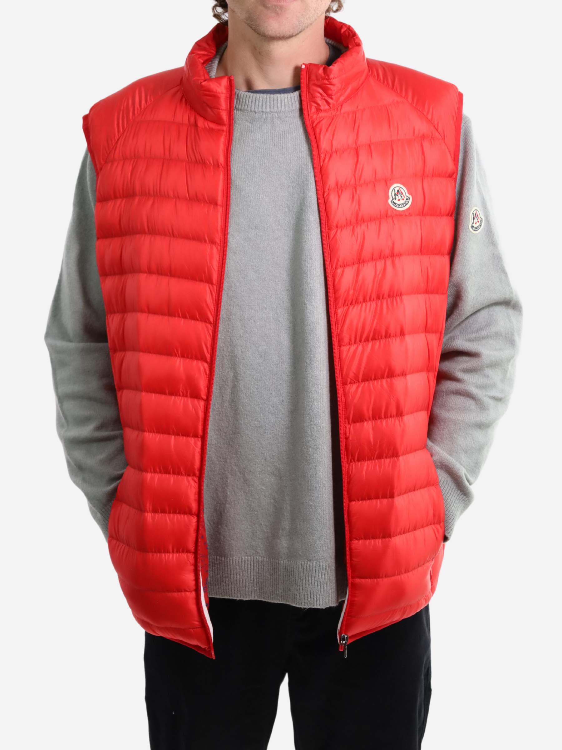 Men Vest Parka (No Hood) With Bag - Red