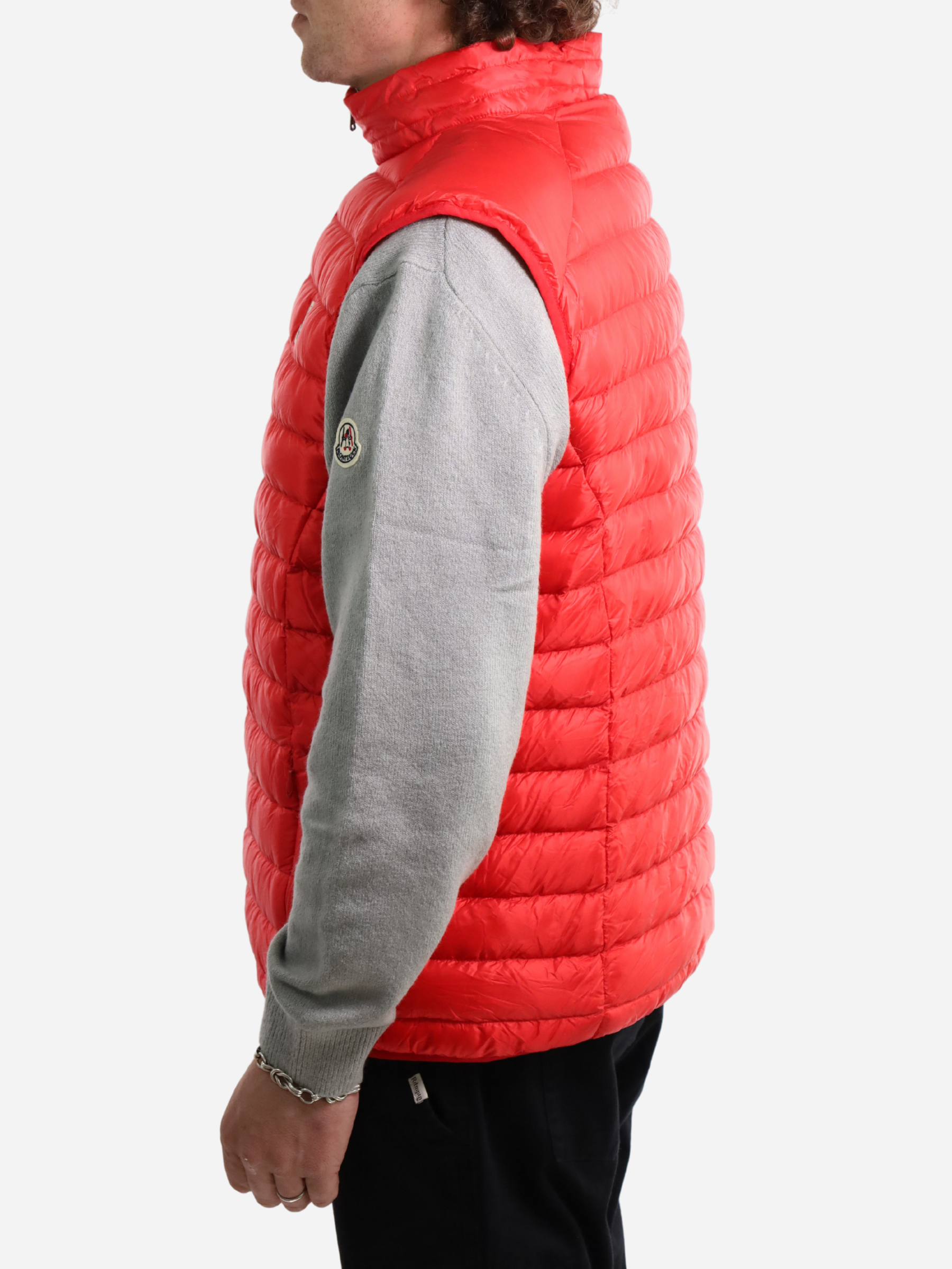 Men Vest Parka (No Hood) With Bag - Red