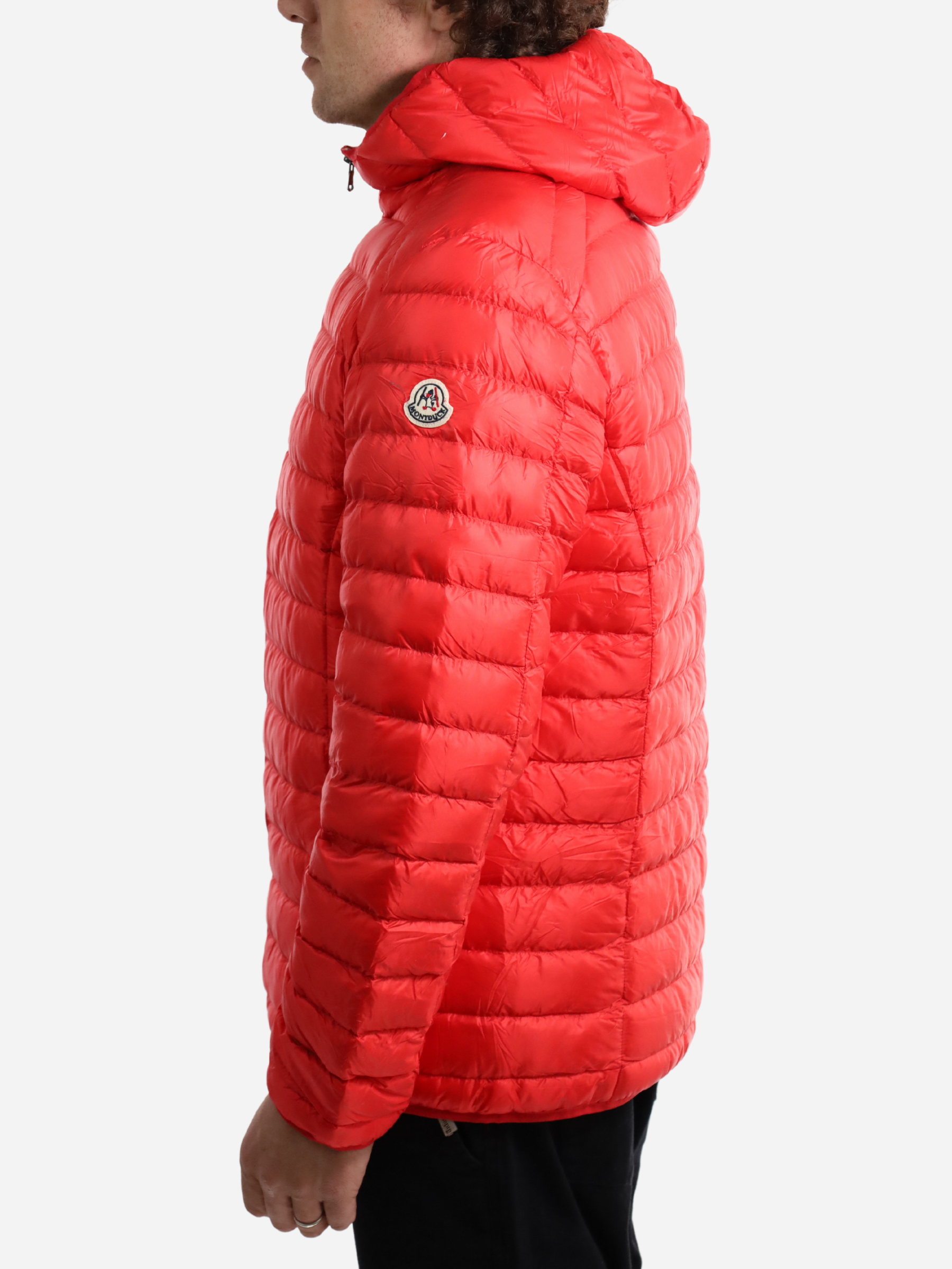Men Parka Long Sleeve With Hood With Bag - Red