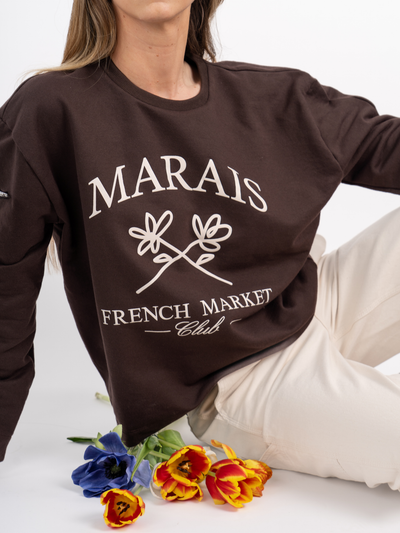 Marais Crewneck French Club Brown Mujer