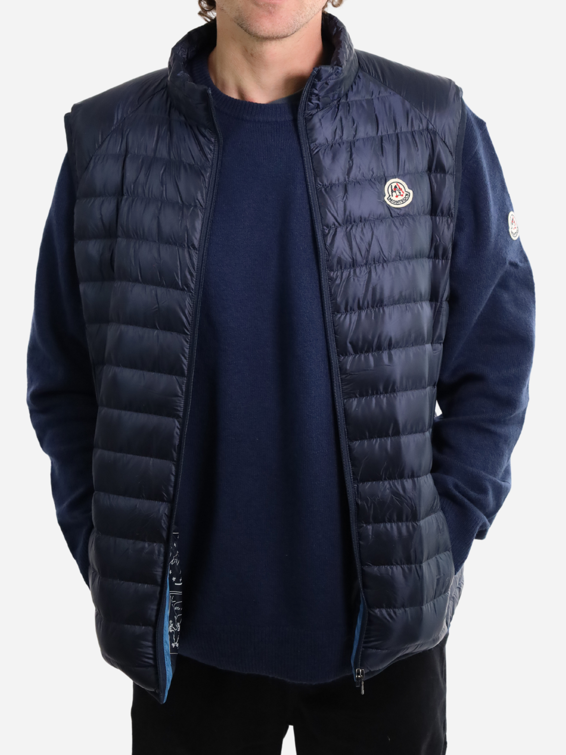 Men Vest Parka (No Hood) With Bag - Navy