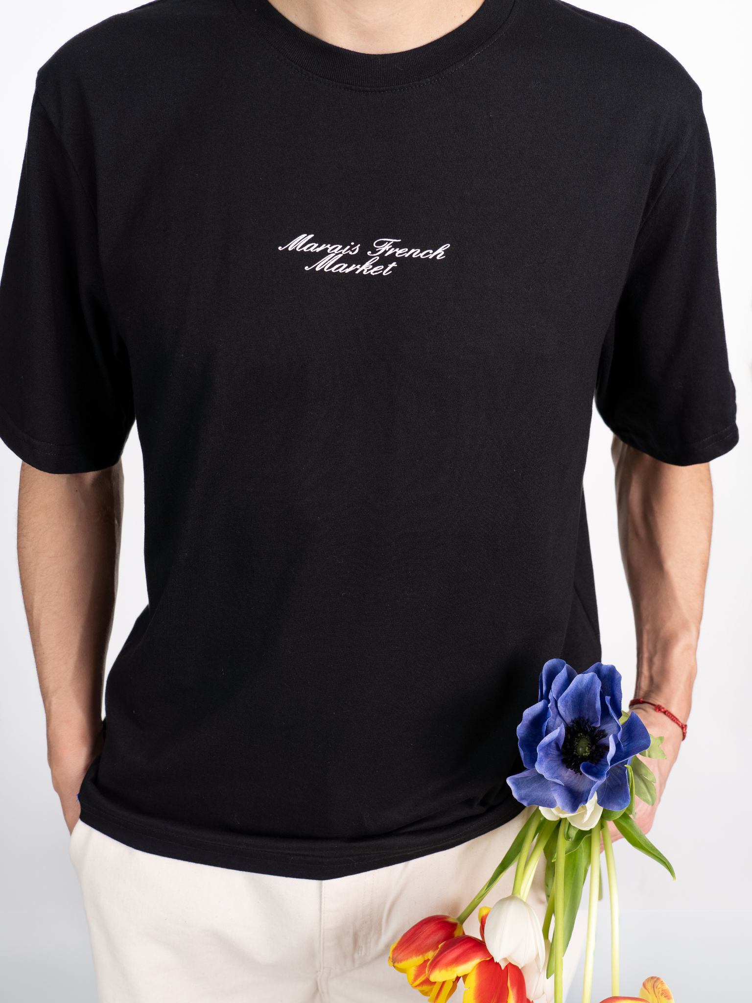 Marais French Market Sign T-Shirt Black