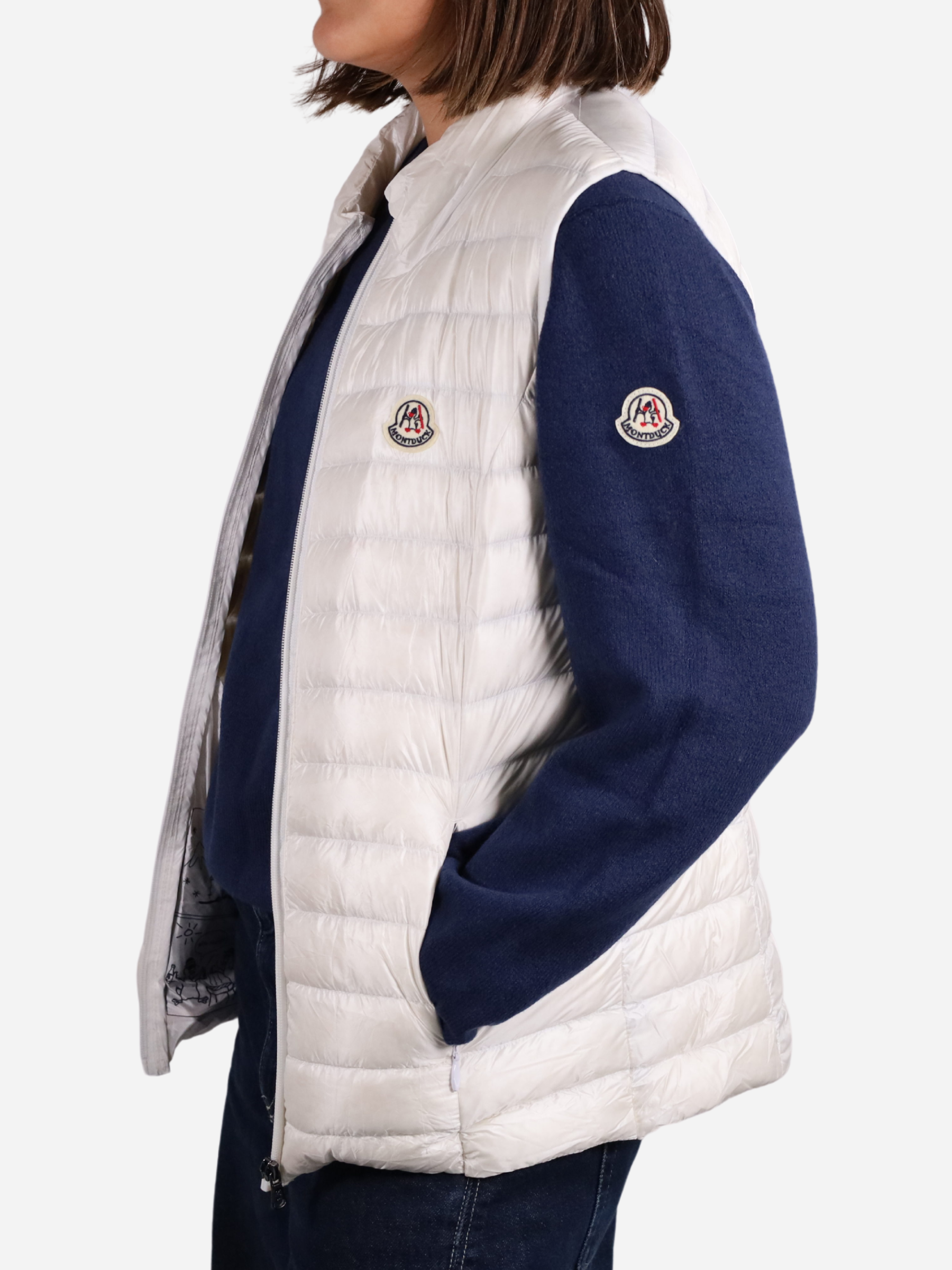 Women Vest Parka (No Hood) With Bag - White