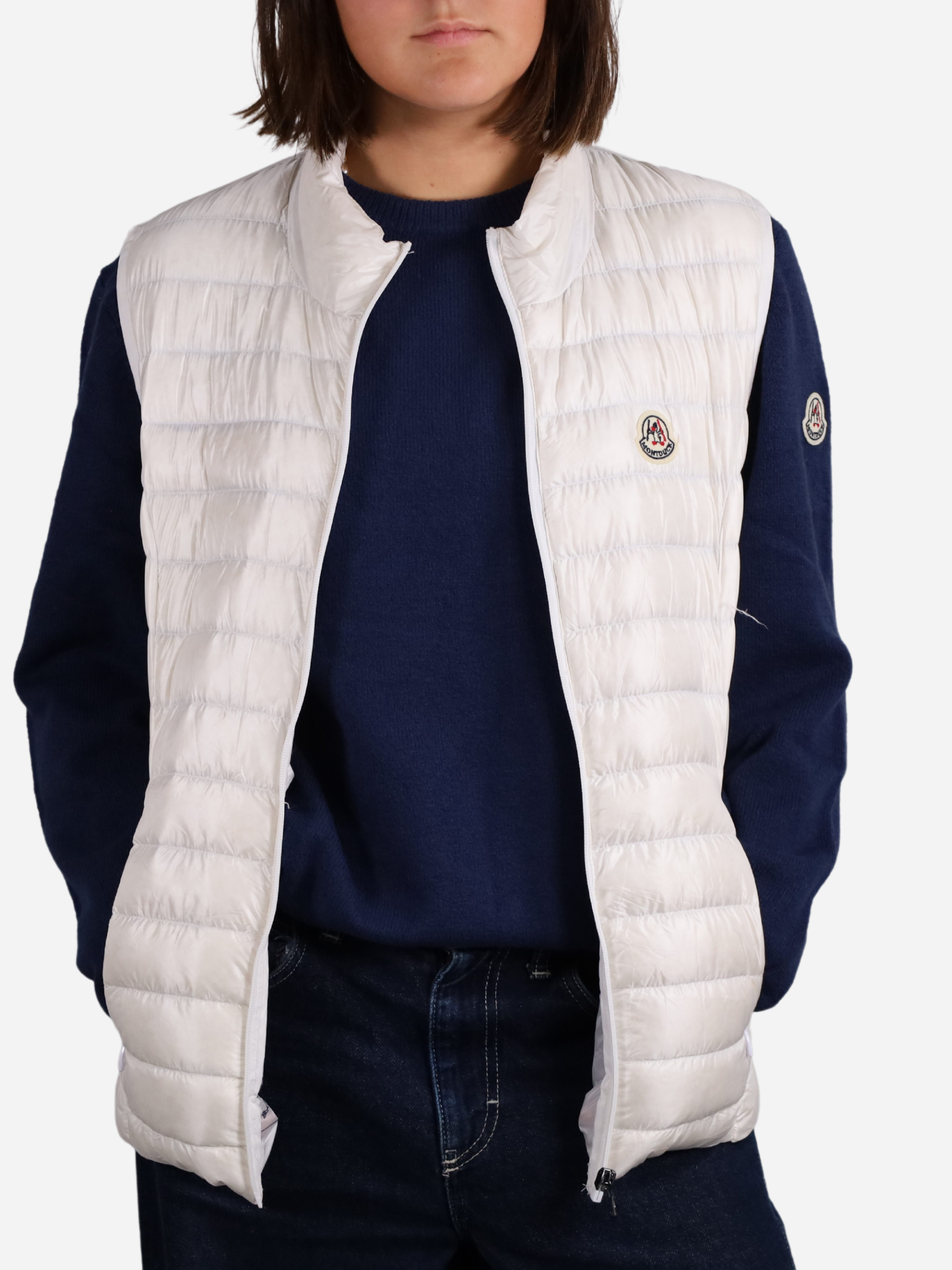 Women Vest Parka (No Hood) With Bag - White
